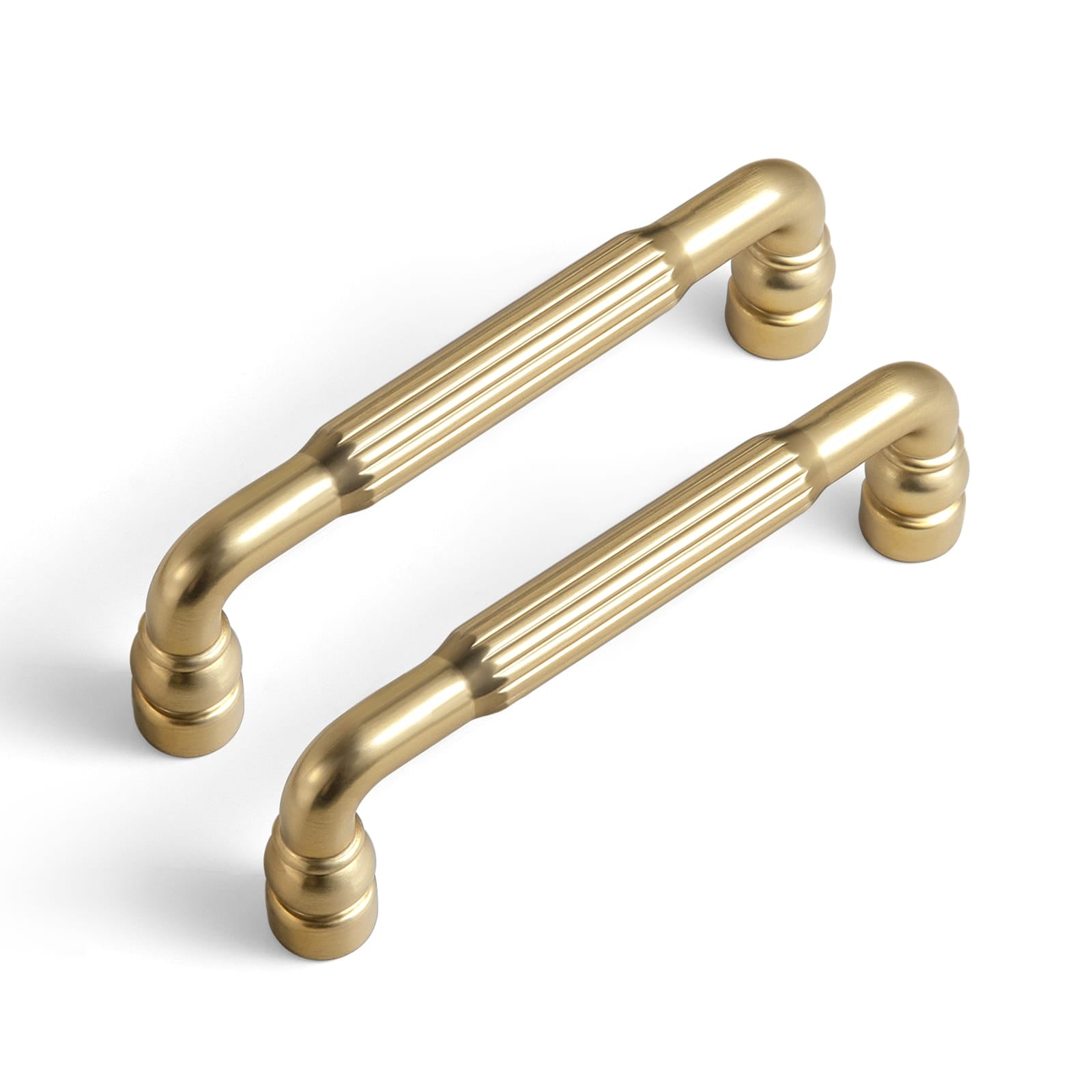Goo-Ki Champagne Bronze / 3'' Hole Center / 6 Pack Industrial Decorative Cabinet Pulls Unique L-shaped Drawer Handles with Textured Grip