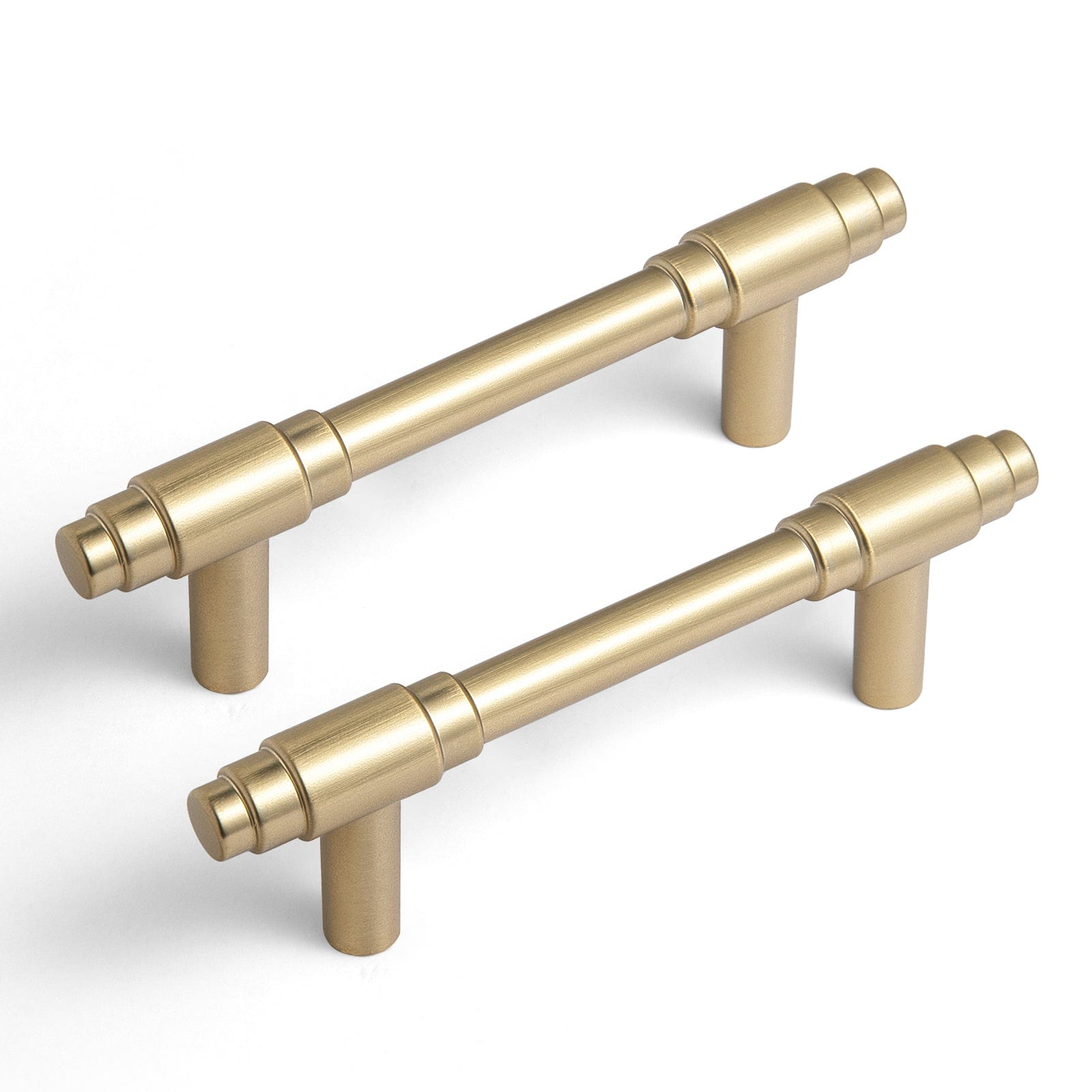 Goo-Ki Champagne Bronze / 3'' Hole Center / 6 Pack Vintage Brass Drawer Handles with Unique Geometric T - Shape