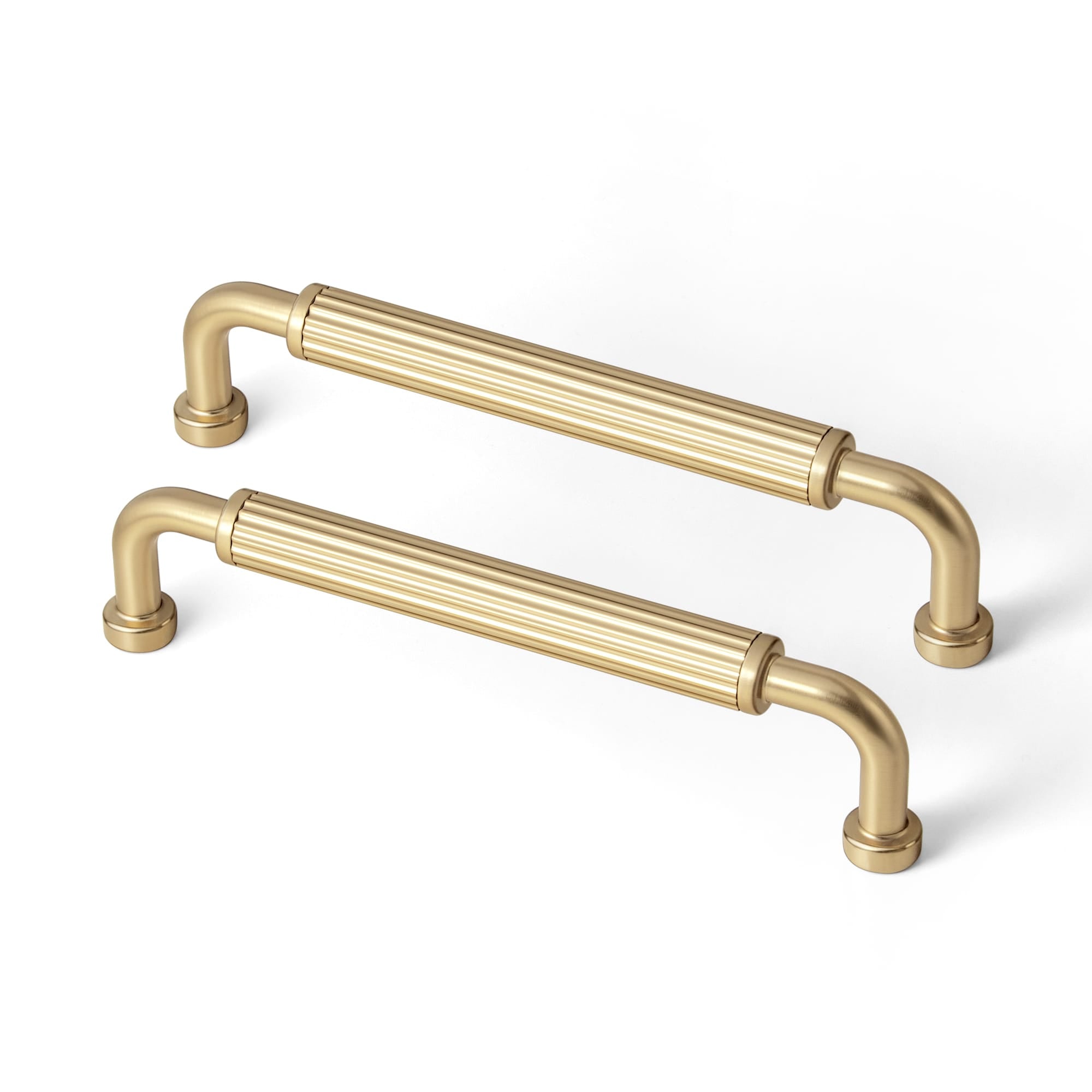 Goo-Ki Champagne Bronze / 5'' Hole Center / 6 Pack Ribbed Bar Cabinet Pulls, Aluminum Grip Rail with Zinc Alloy End Pieces Fluted Drawer Handles for Kitchen Cabinet