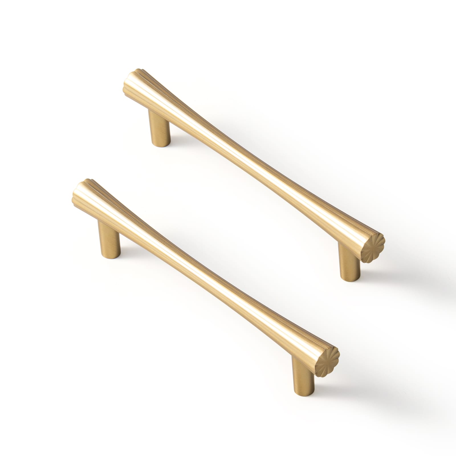 Goo-Ki Champagne Bronze / 5'' Hole Center / 6 Pack Ribbed Fluted Cabinet Pull Handles Premium Zinc Alloy T-Bar Furniture Hardware