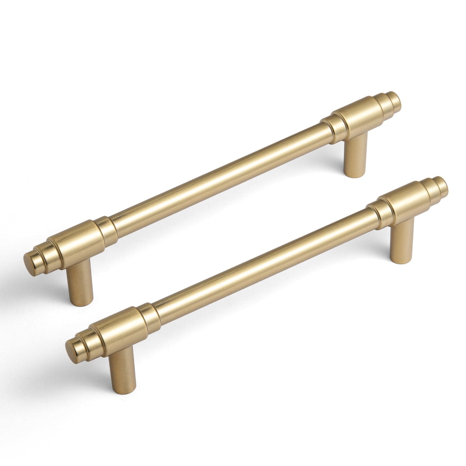 Goo-Ki Champagne Bronze / 5'' Hole Center / 6 Pack Vintage Brass Drawer Handles with Unique Geometric T - Shape