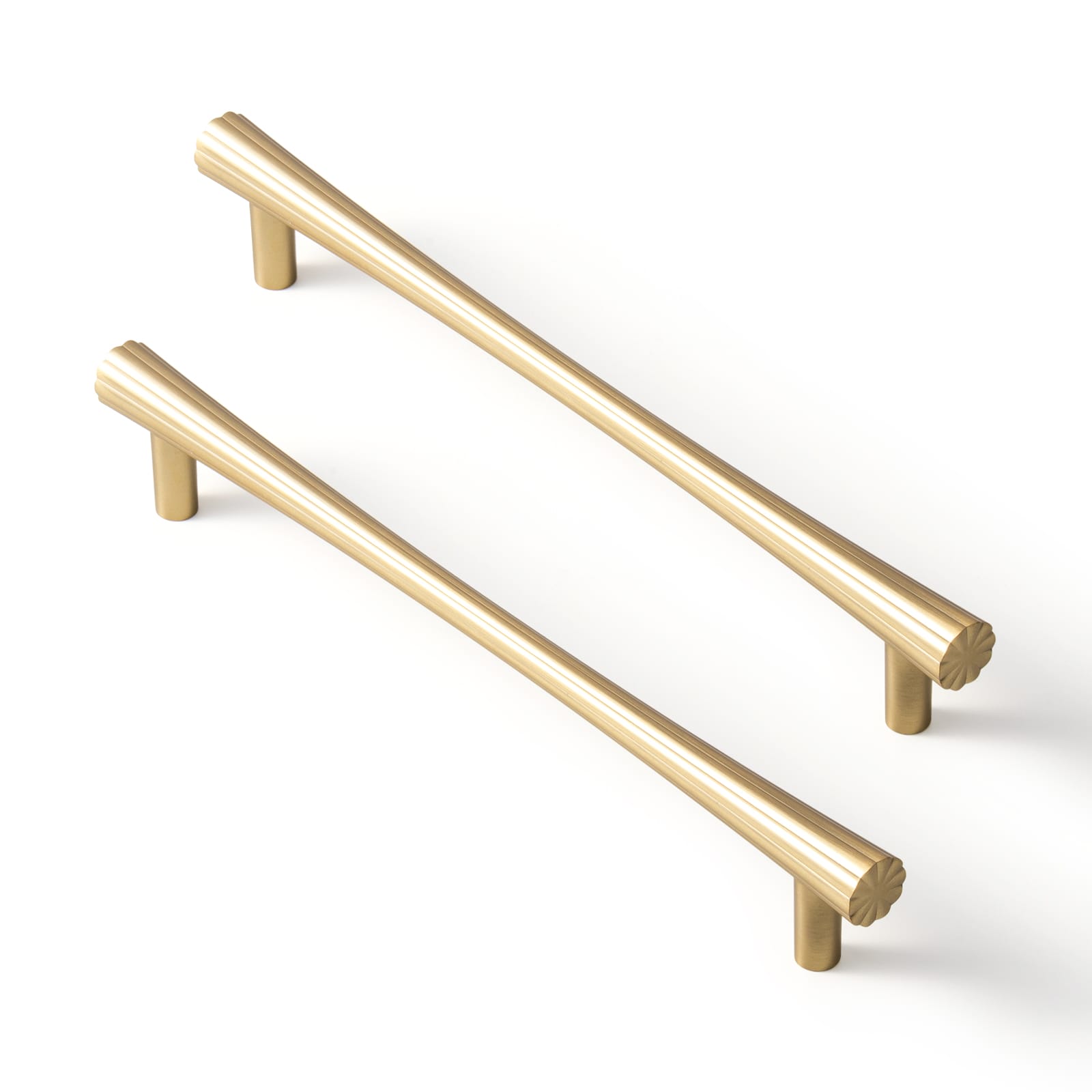 Goo-Ki Champagne Bronze / 7.6'' Hole Center / 6 Pack Ribbed Fluted Cabinet Pull Handles Premium Zinc Alloy T-Bar Furniture Hardware