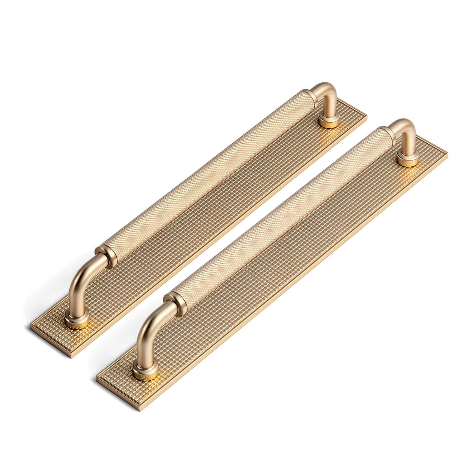 Goo-Ki Champagne Bronze / 7.6'' Hole Center with Back Plate G017 / 2 Pack Rustic Vintage Cabinet Bar Pulls with Textured Grip Knurled Metal Alloy Drawer Handles