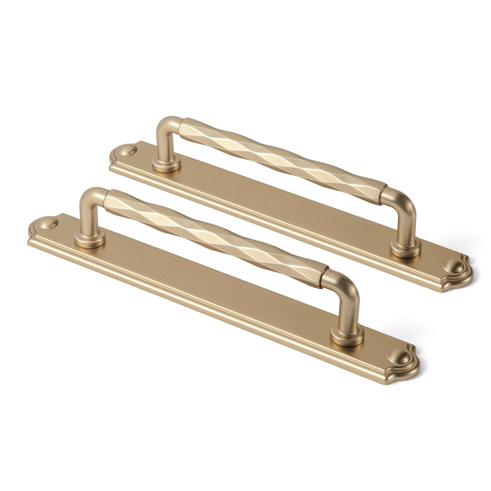 Goo-Ki Champagne Bronze / C / 5'' Hole Center 2 Pack Zinc Alloy Drawer Pulls with Back Plate Twisted Design Decorative Handles for Kitchen Cabinets