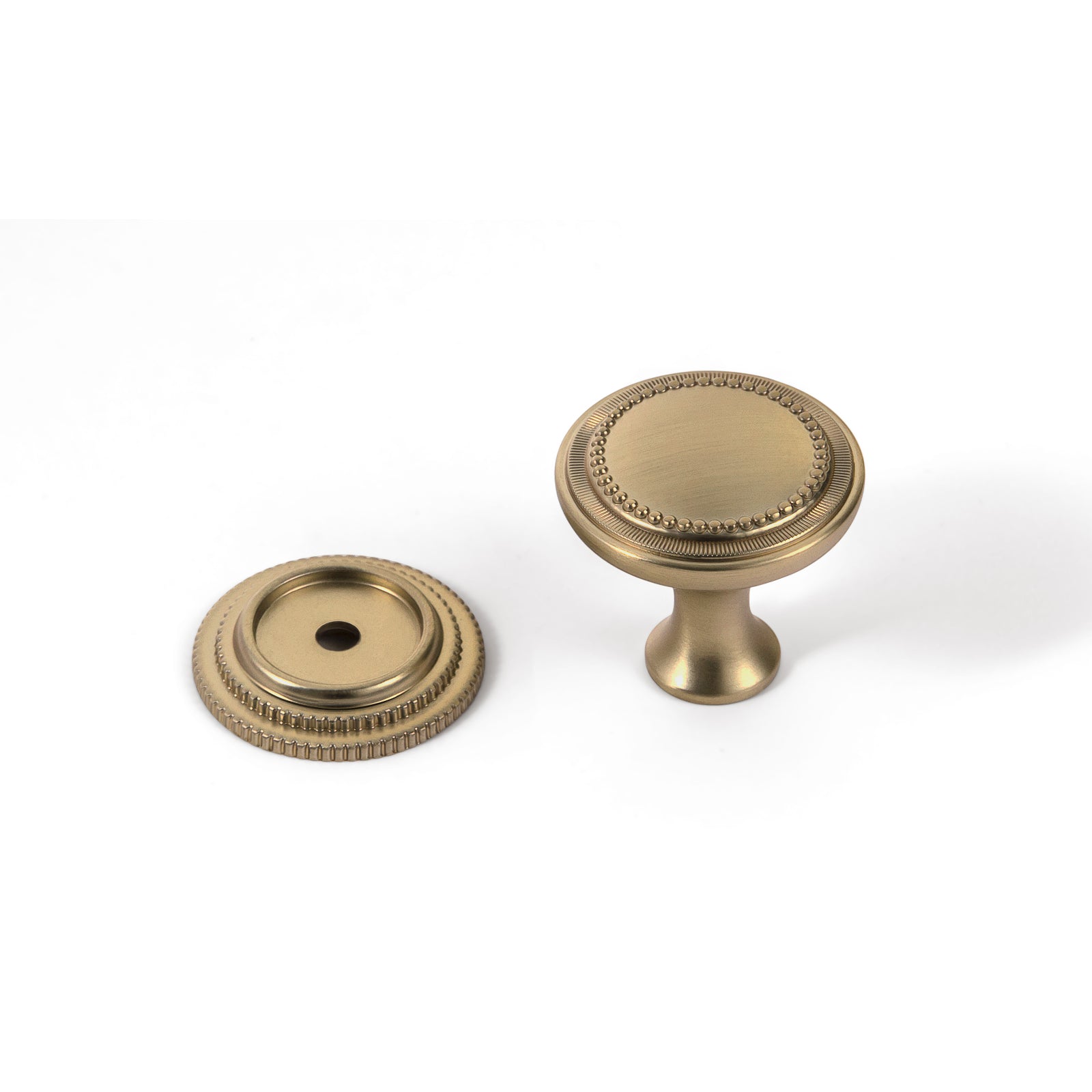 Goo-Ki Champagne Bronze / E32 / 6 Pack Antique Brass Zinc Alloy Cabinet Knob with Delicate Decorative Back Plate Set
