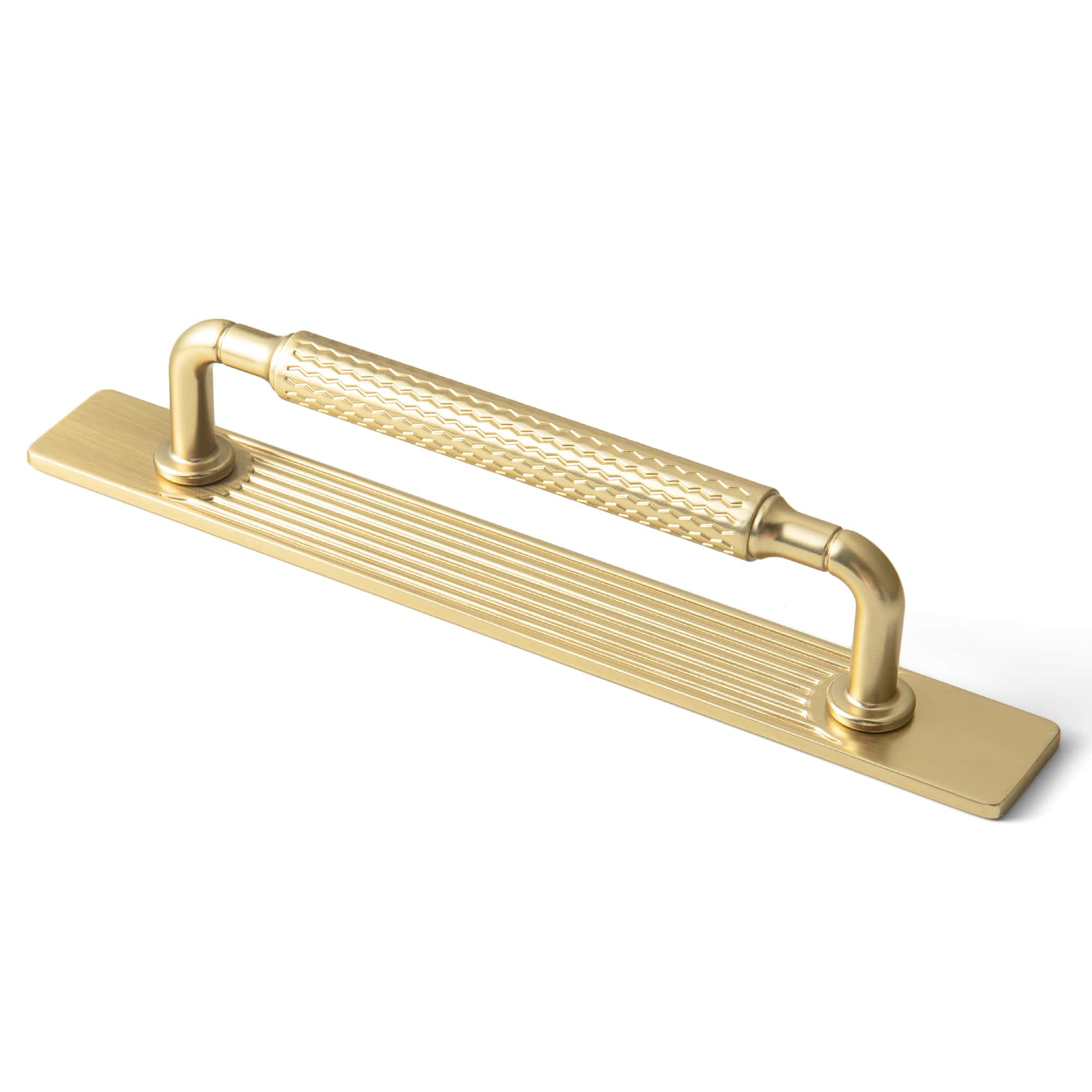 Goo-Ki Champagne Bronze / G / 5'' Hole Center 2 Pack Industrial Vintage Zinc Alloy Drawer Pull, Knurled Handle with Decorative Ribbed Backplate
