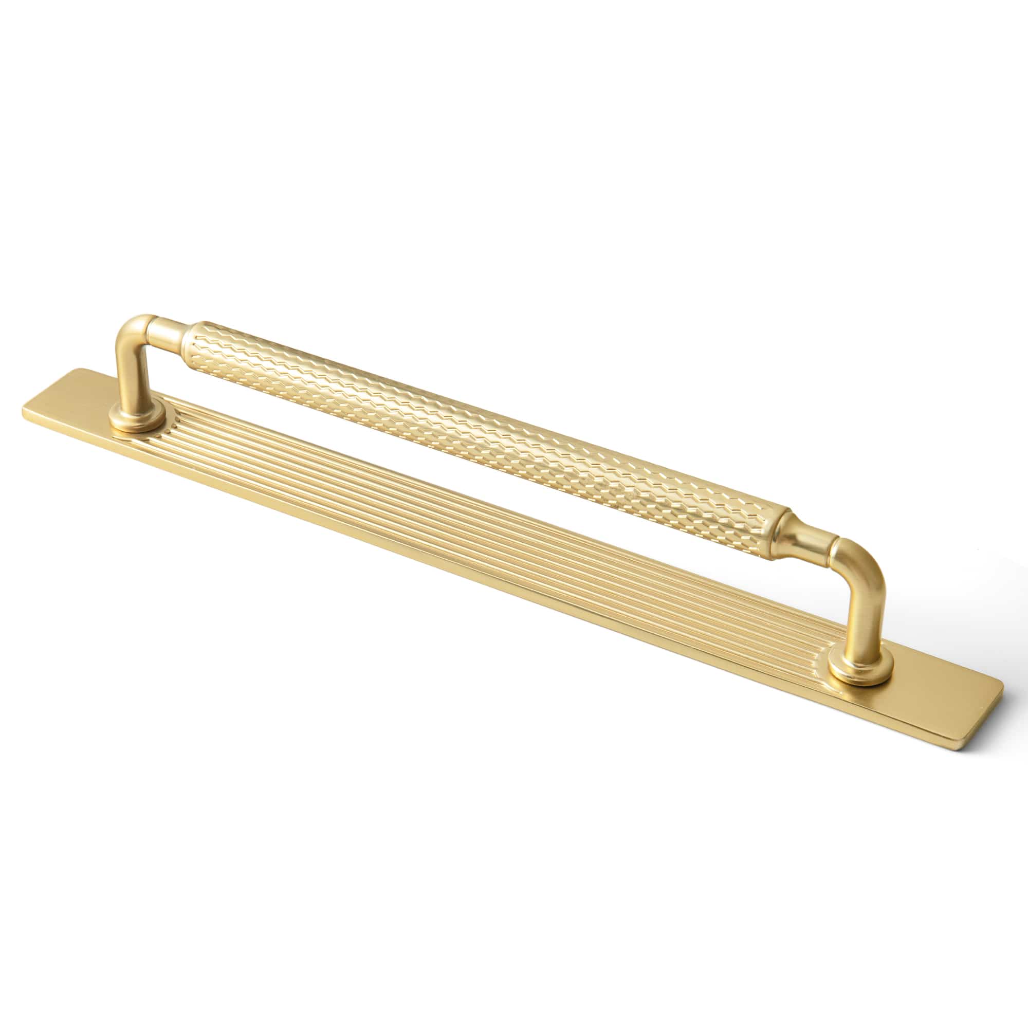 Goo-Ki Champagne Bronze / G / 7.6'' Hole Center 2 Pack Industrial Vintage Zinc Alloy Drawer Pull, Knurled Handle with Decorative Ribbed Backplate