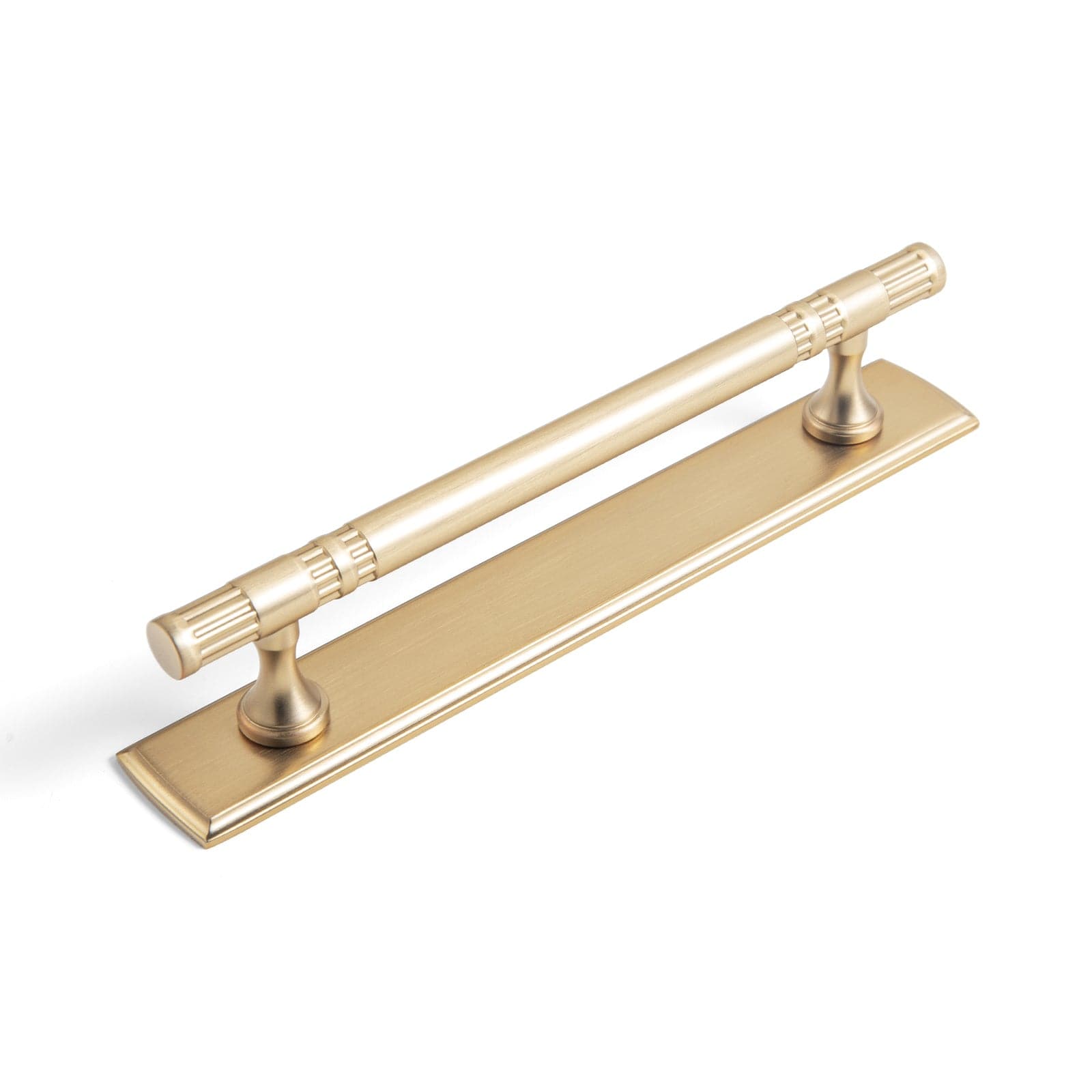 Goo-Ki Champagne Bronze / G011 / 5'' Hole Center 2 Pack Elegant Linear Shape Cabinet Handles Zinc Alloy Drawer Pulls with Back Plate