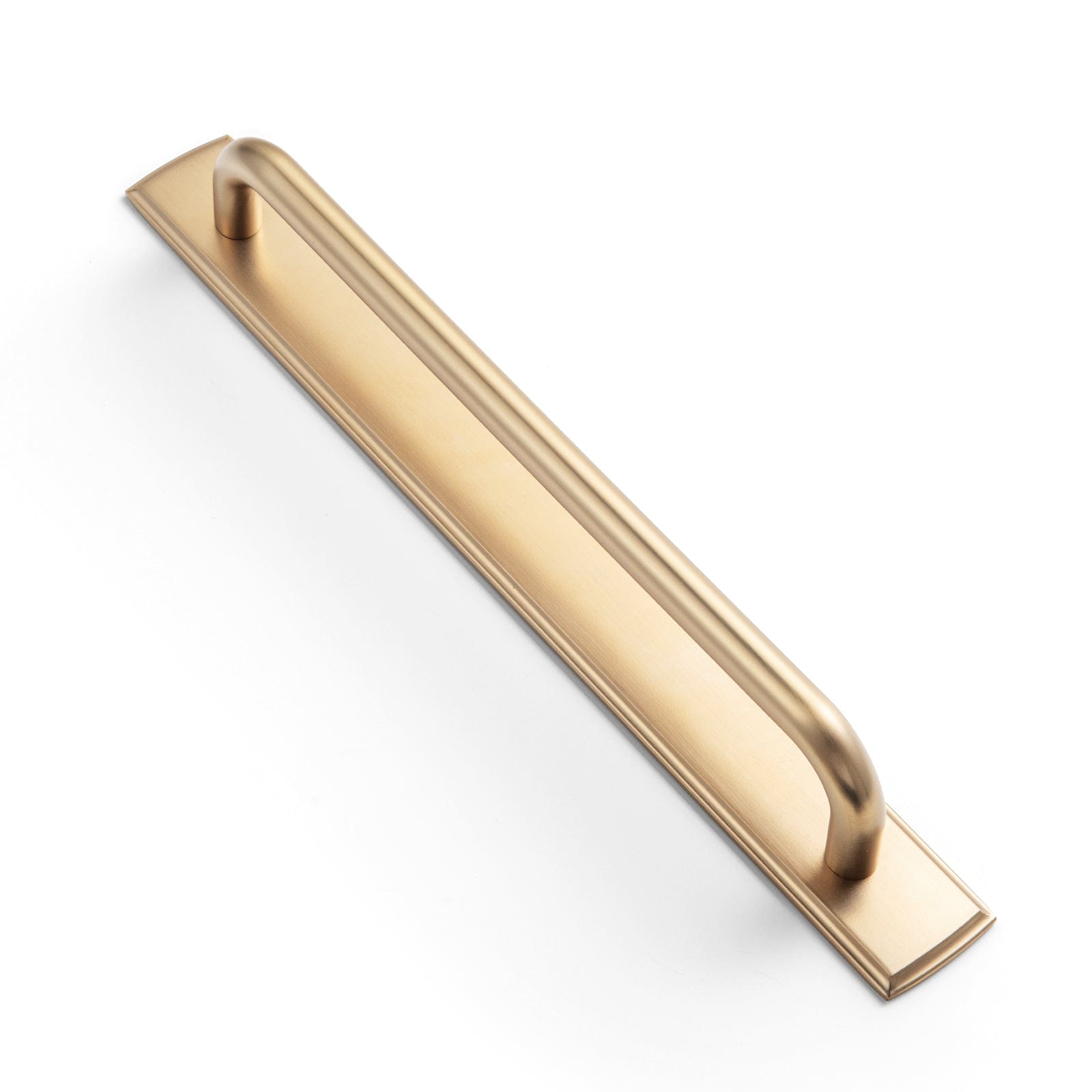 Goo-Ki Champagne Bronze / G011 / 7.6'' Hole Center 2 Pack Modern Geometric Zinc Alloy Cabinet Pulls with Back Plate Sleek Curved Sturdy Cabinet Handles