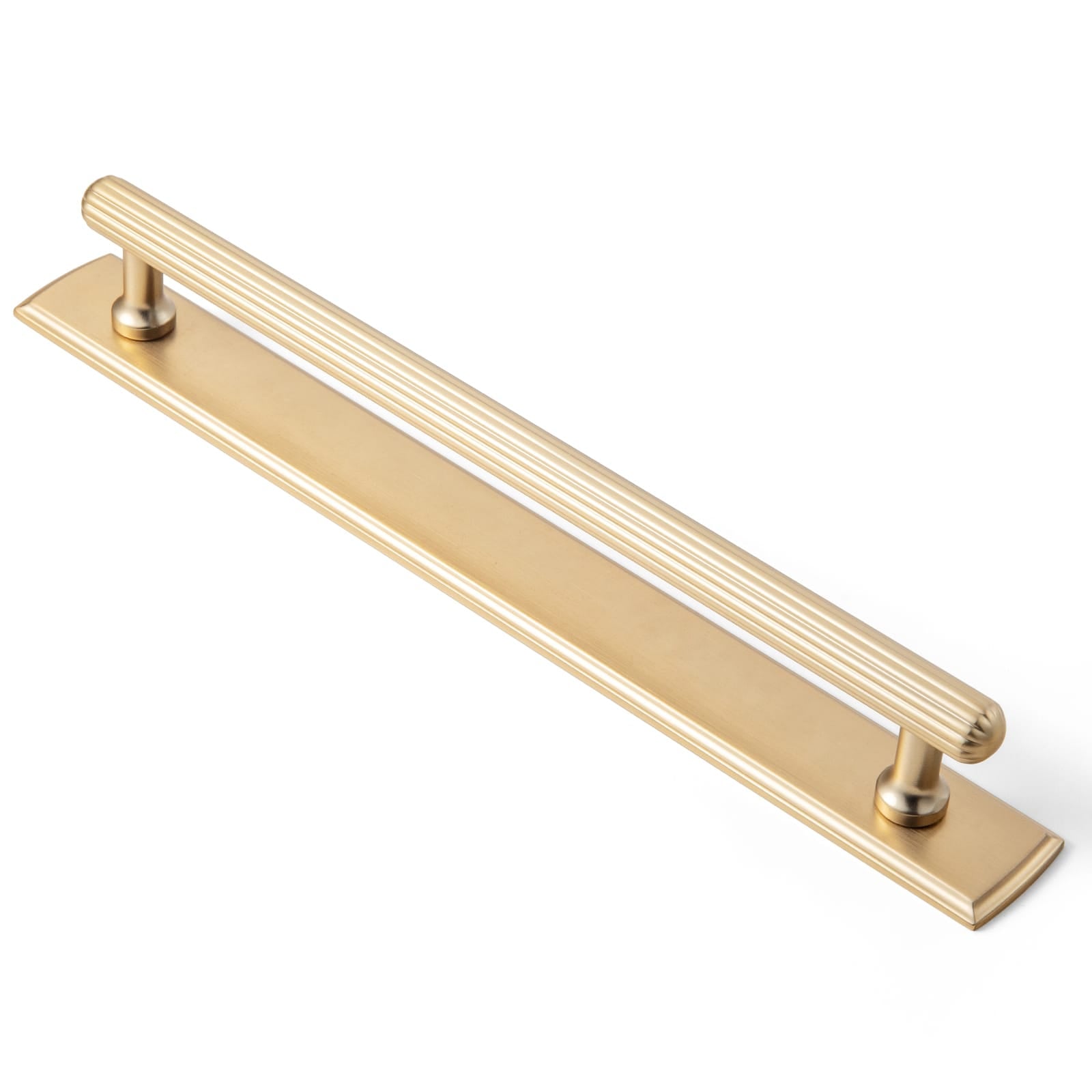 Goo-Ki Champagne Bronze / G011 / 7.6'' Hole Center 2 Pack Ribbed Fluted Cabinet Pull Handle with Backplate, Vintage Zinc Alloy Drawer Bar Pull