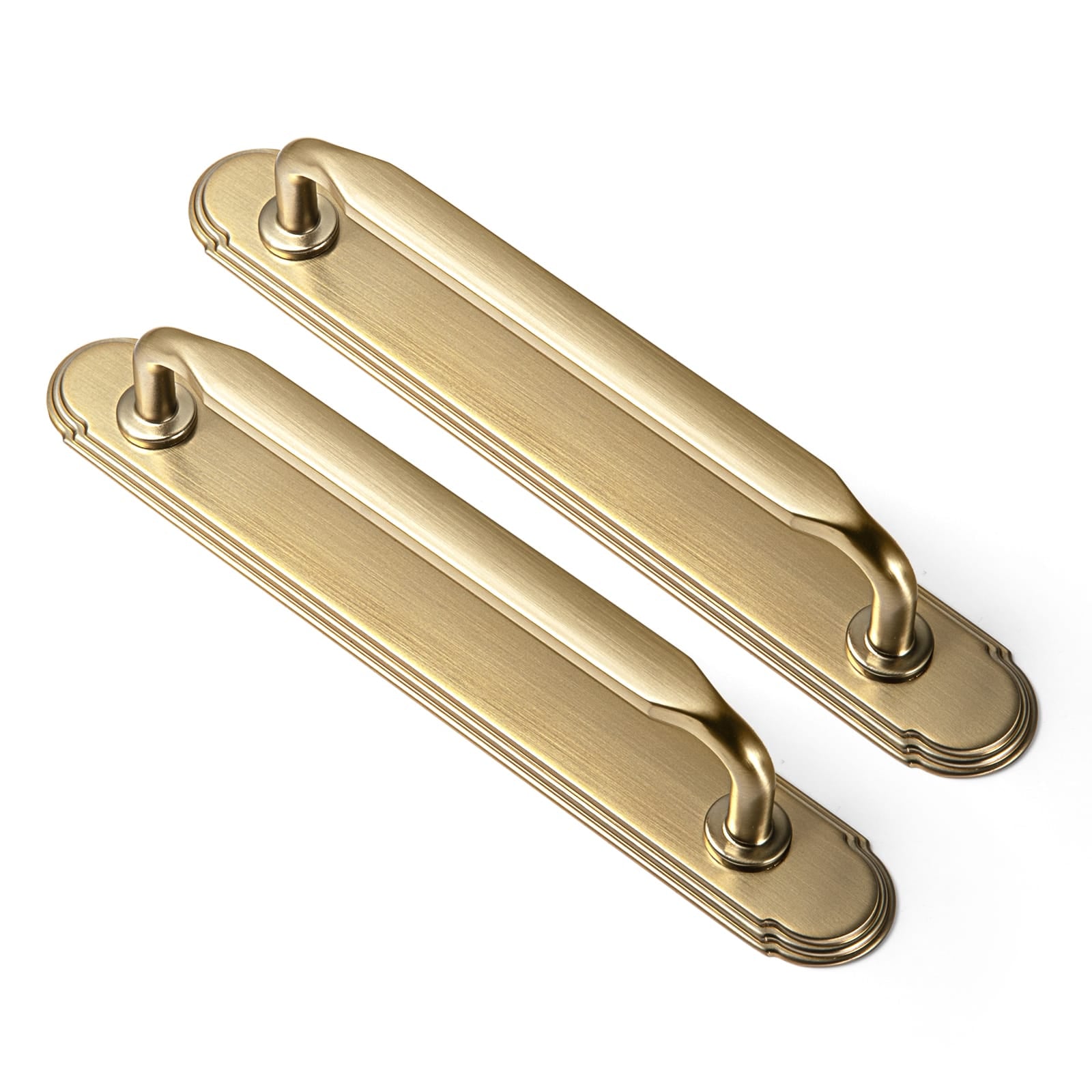 Goo-Ki Champagne Bronze / G014 / 5'' Hole Center 2 Pack Elegant Vintage Zinc Alloy Cabinet Handles with Long Backplate, Classic Furniture Hardware for Cabinets, Wardrobes & Dressers