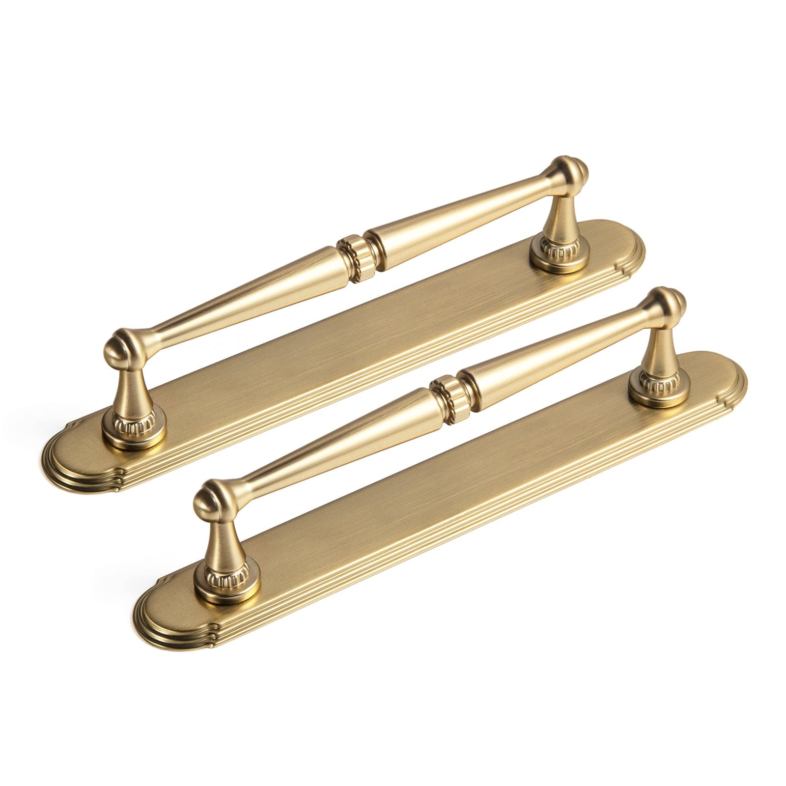 Goo-Ki Champagne Bronze / G014 / 5'' Hole Center 2 Pack Ornate Vintage Brass Drawer Pulls - Classic Cabinet Handles with Decorative Back Plates