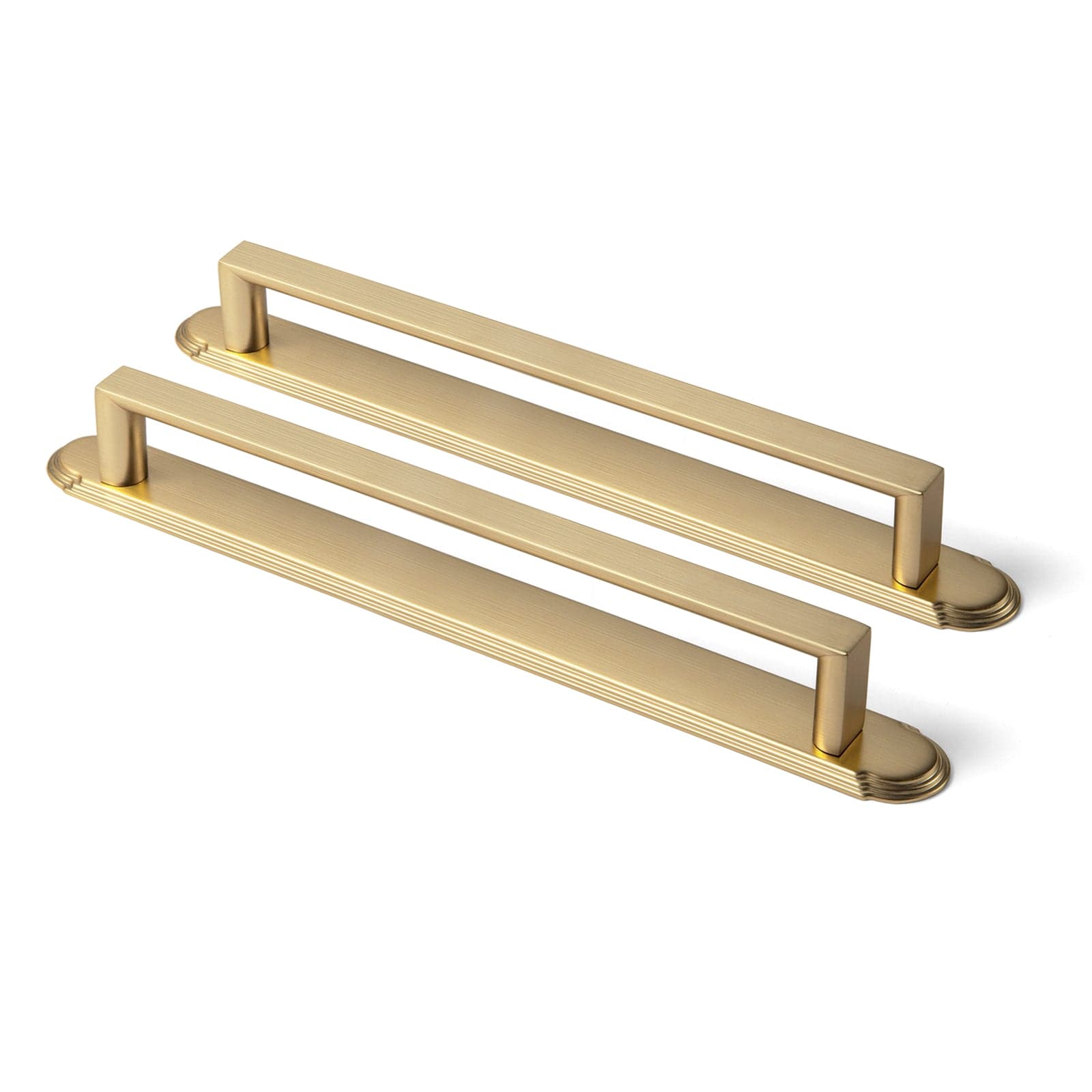 Goo-Ki Champagne Bronze / G014 / 7.6'' Hole Center 2 Pack Long Cabinet Bar Pulls with Back Plates Solid Drawer Handles Set