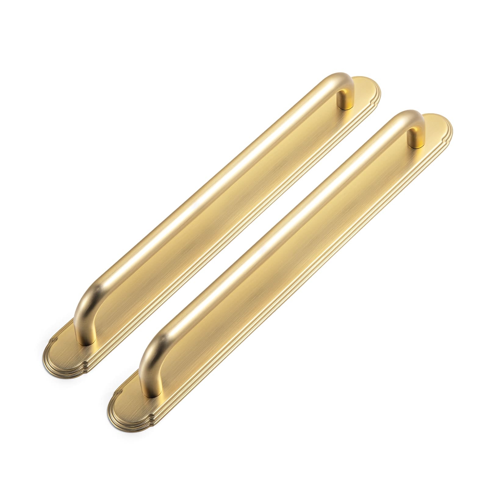 Goo-Ki Champagne Bronze / G014 / 7.6'' Hole Center 2 Pack Modern Geometric Zinc Alloy Cabinet Pulls with Back Plate Sleek Curved Sturdy Cabinet Handles