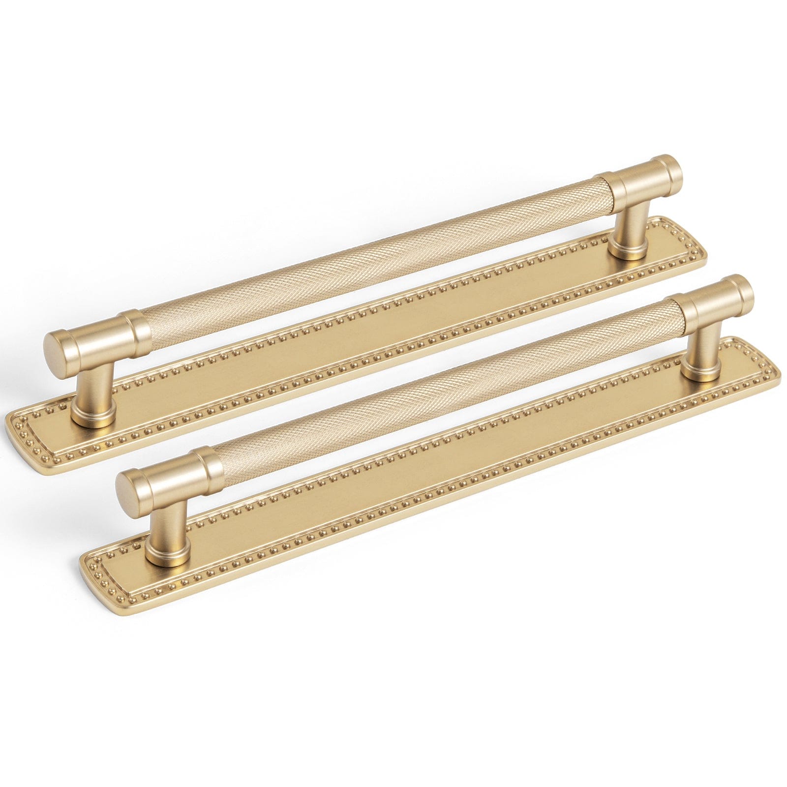 Goo-Ki Champagne Bronze / G018 / 7.6'' Hole Center 2 Pack Knurled Metal Alloy Vintage Bronze Bar Pull with Back Plate Kitchen Hardware