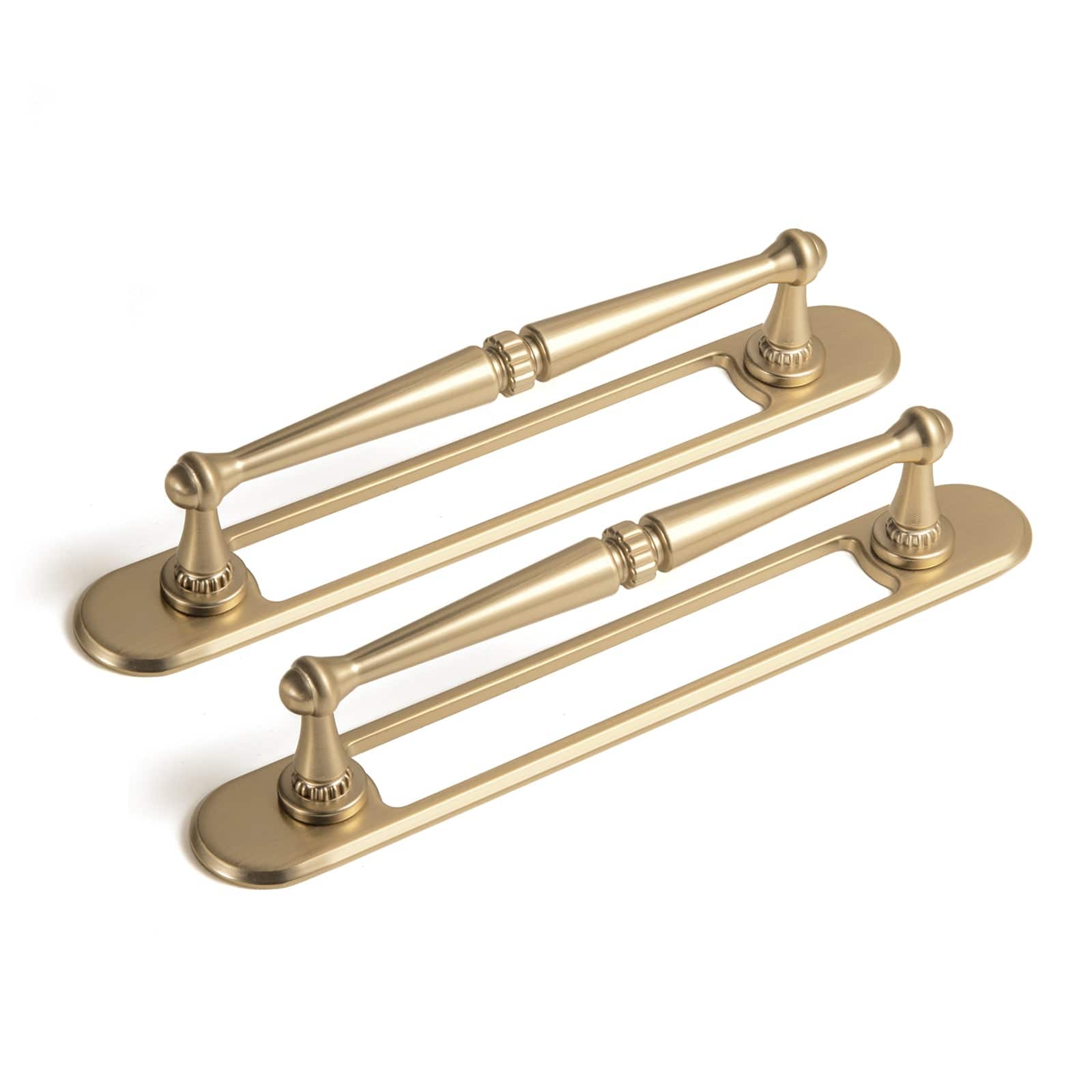Goo-Ki Champagne Bronze / G021 / 5'' Hole Center 2 Pack Ornate Vintage Brass Drawer Pulls - Classic Cabinet Handles with Decorative Back Plates