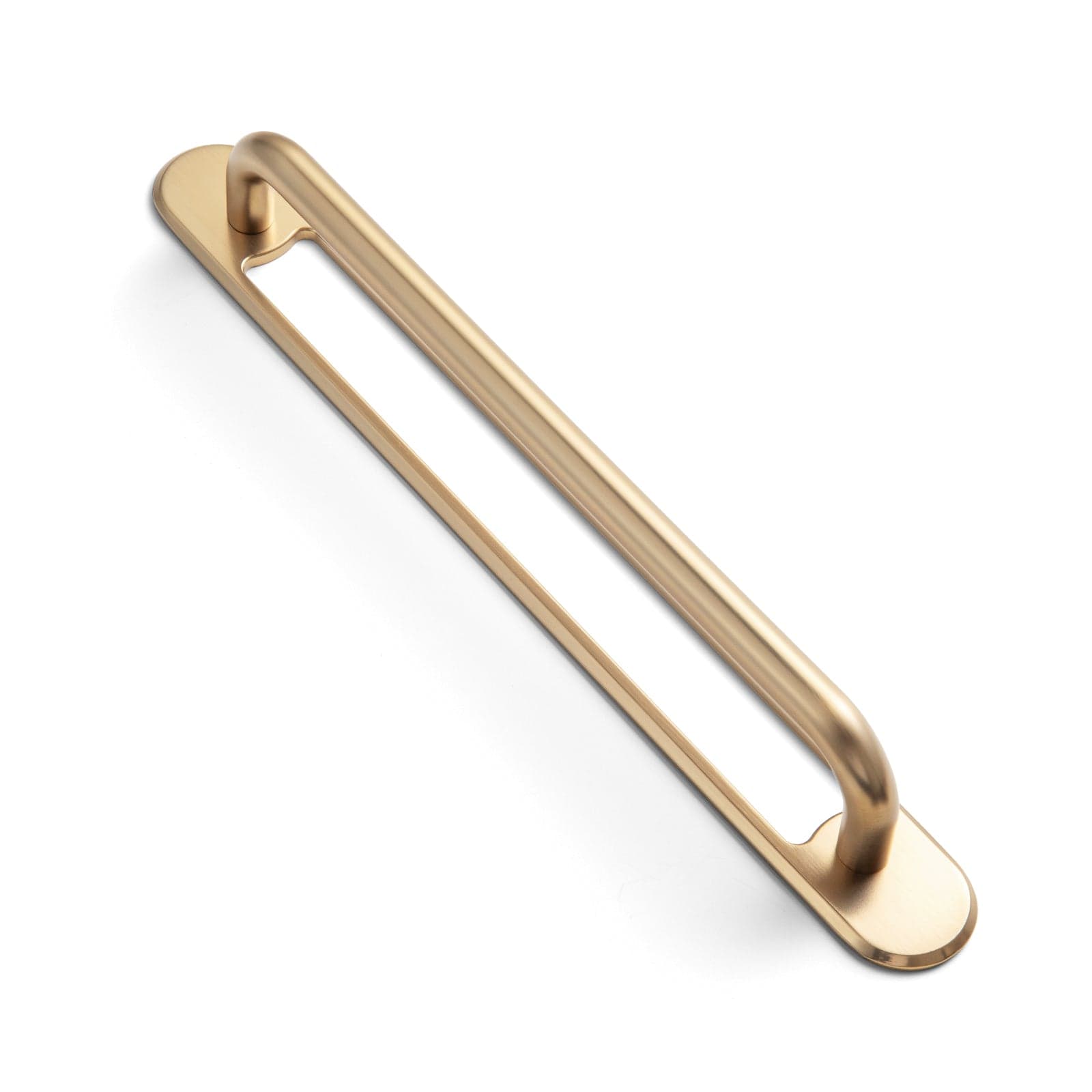 Goo-Ki Champagne Bronze / G021 / 7.6'' Hole Center 2 Pack Modern Geometric Zinc Alloy Cabinet Pulls with Back Plate Sleek Curved Sturdy Cabinet Handles