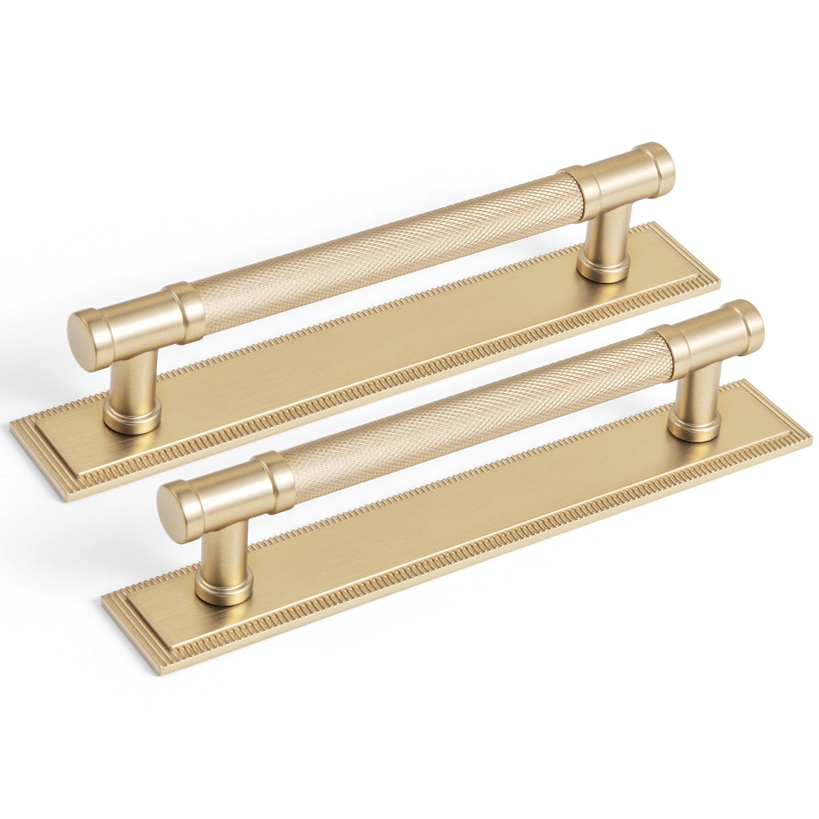 Goo-Ki Champagne Bronze / G022 / 5'' Hole Center 2 Pack Knurled Metal Alloy Vintage Bronze Bar Pull with Back Plate Kitchen Hardware
