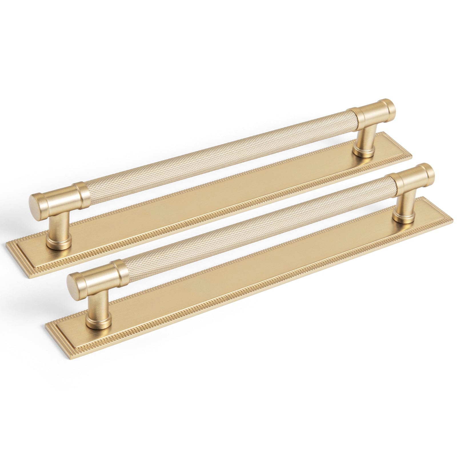 Goo-Ki Champagne Bronze / G022 / 7.6'' Hole Center 2 Pack Knurled Metal Alloy Vintage Bronze Bar Pull with Back Plate Kitchen Hardware