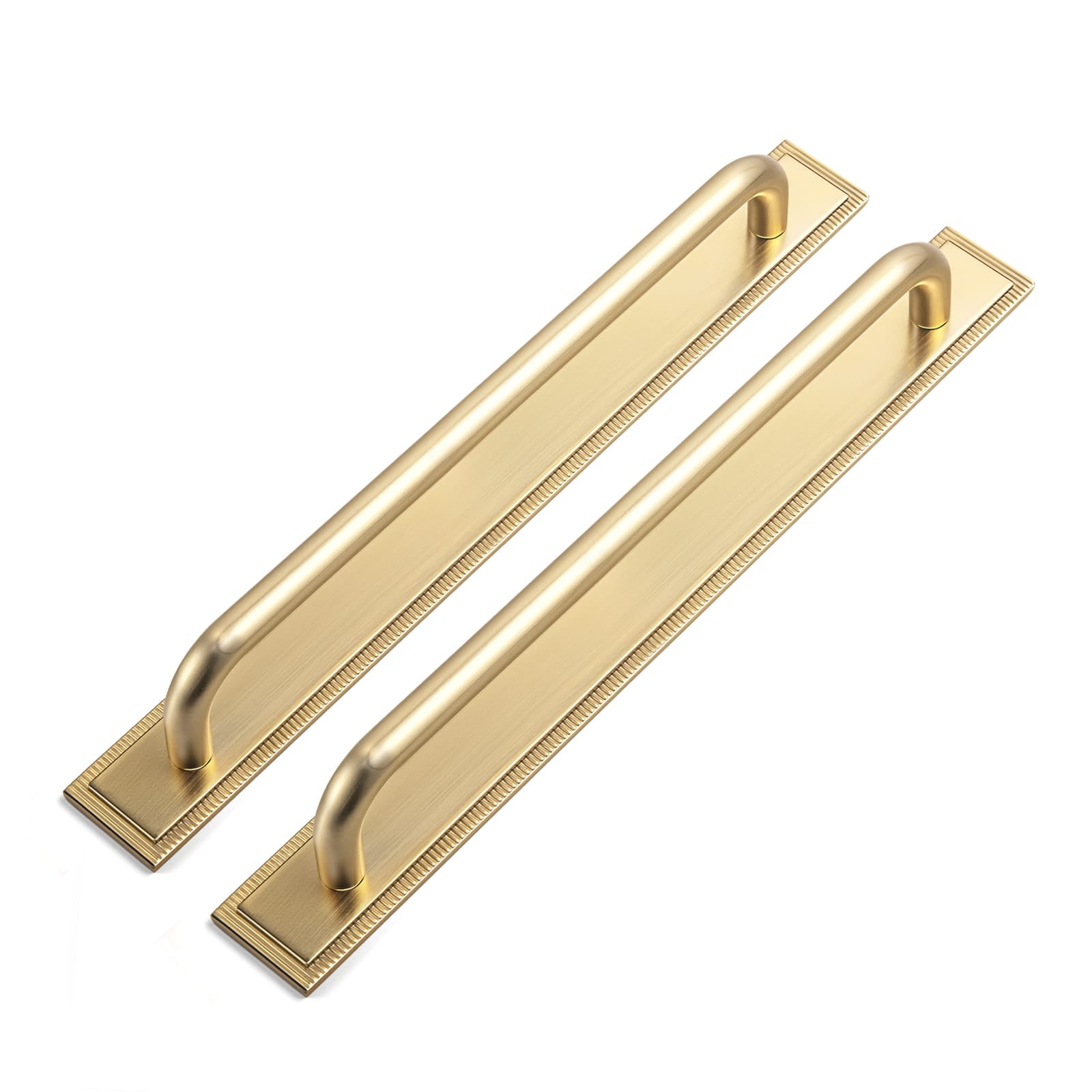 Goo-Ki Champagne Bronze / G022 / 7.6'' Hole Center 2 Pack Modern Geometric Zinc Alloy Cabinet Pulls with Back Plate Sleek Curved Sturdy Cabinet Handles