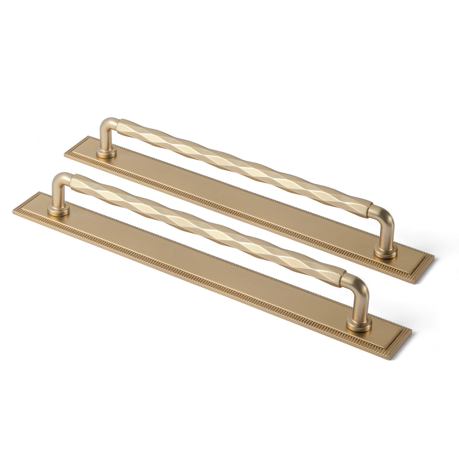 Goo-Ki Champagne Bronze / G022 / 7.6'' Hole Center 2 Pack Zinc Alloy Drawer Pulls with Back Plate Twisted Design Decorative Handles for Kitchen Cabinets