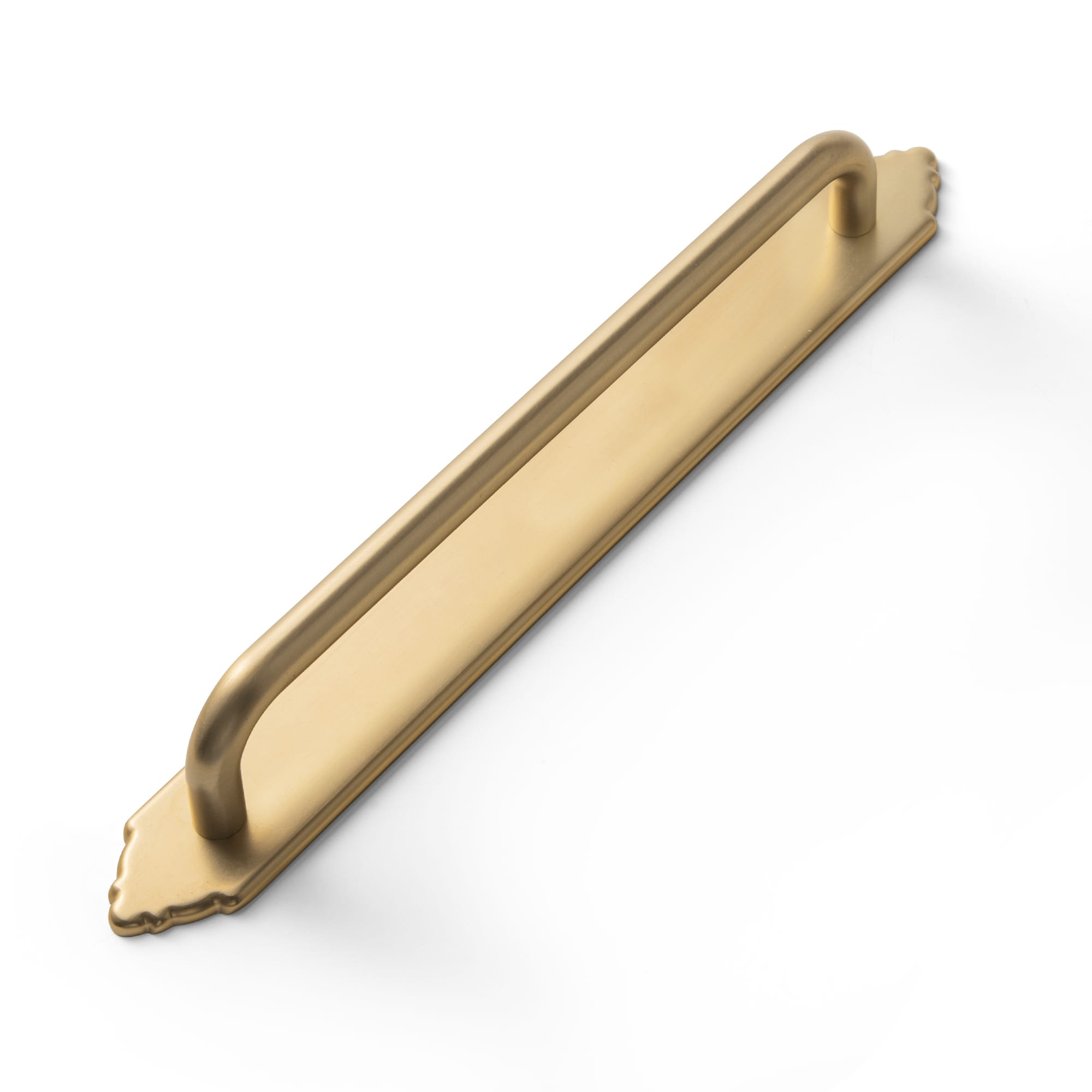 Goo-Ki Champagne Bronze / G024 / 7.6'' Hole Center 2 Pack Modern Geometric Zinc Alloy Cabinet Pulls with Back Plate Sleek Curved Sturdy Cabinet Handles