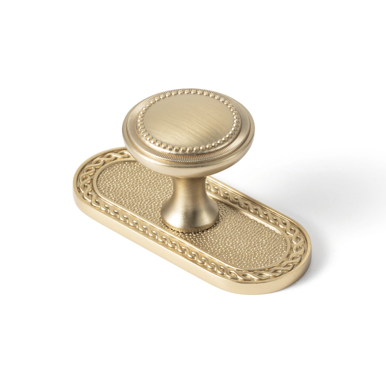 Goo-Ki Champagne Bronze / G034 / 6 Pack Antique Brass Zinc Alloy Cabinet Knob with Delicate Decorative Back Plate Set