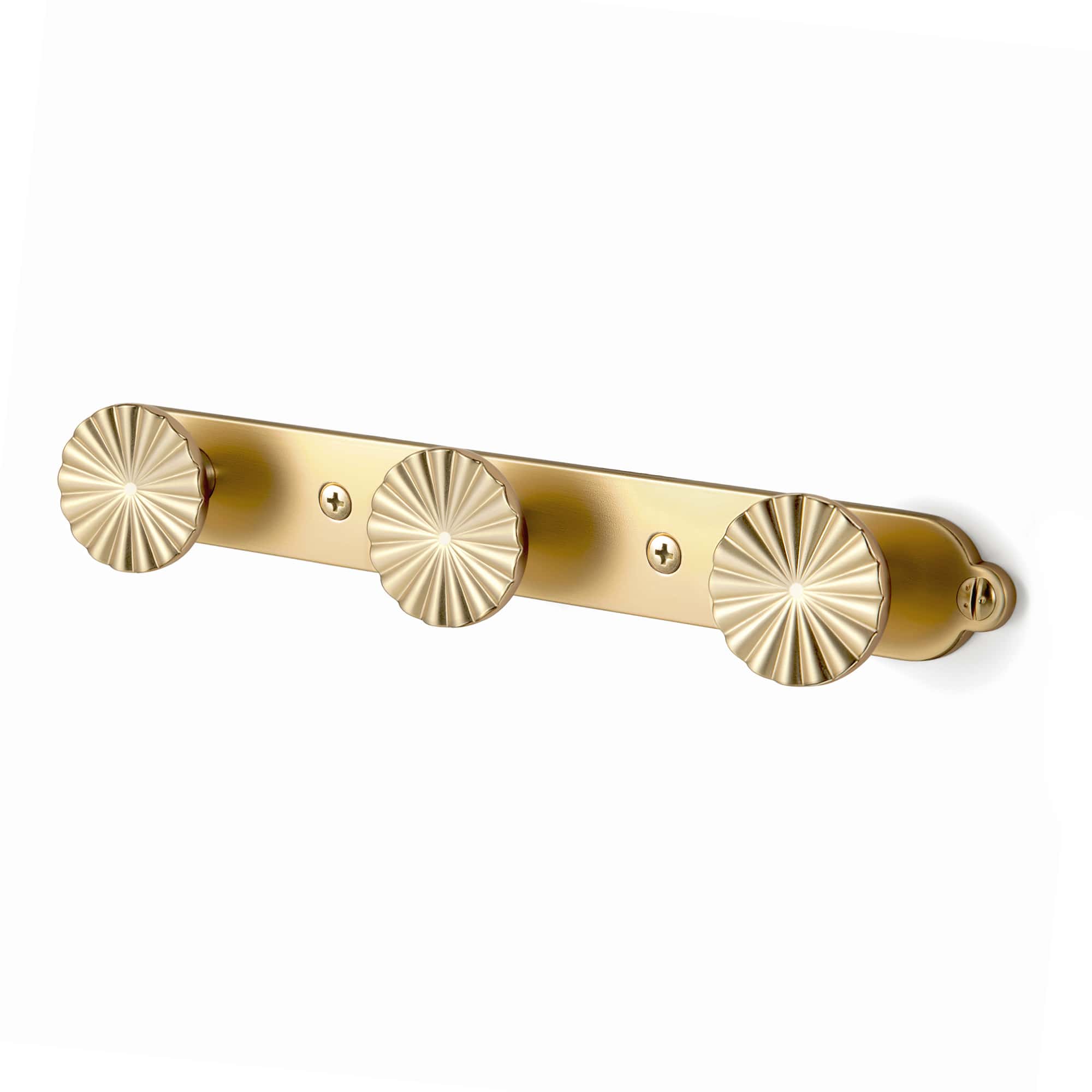 Goo-Ki Champagne Bronze / H013 / 3 Zinc Alloy Coat Hook Bar with Ornate Radiating Sunburst Knobs, Wall Mounted Robe Hanger for Entryway, Bathroom & Closet