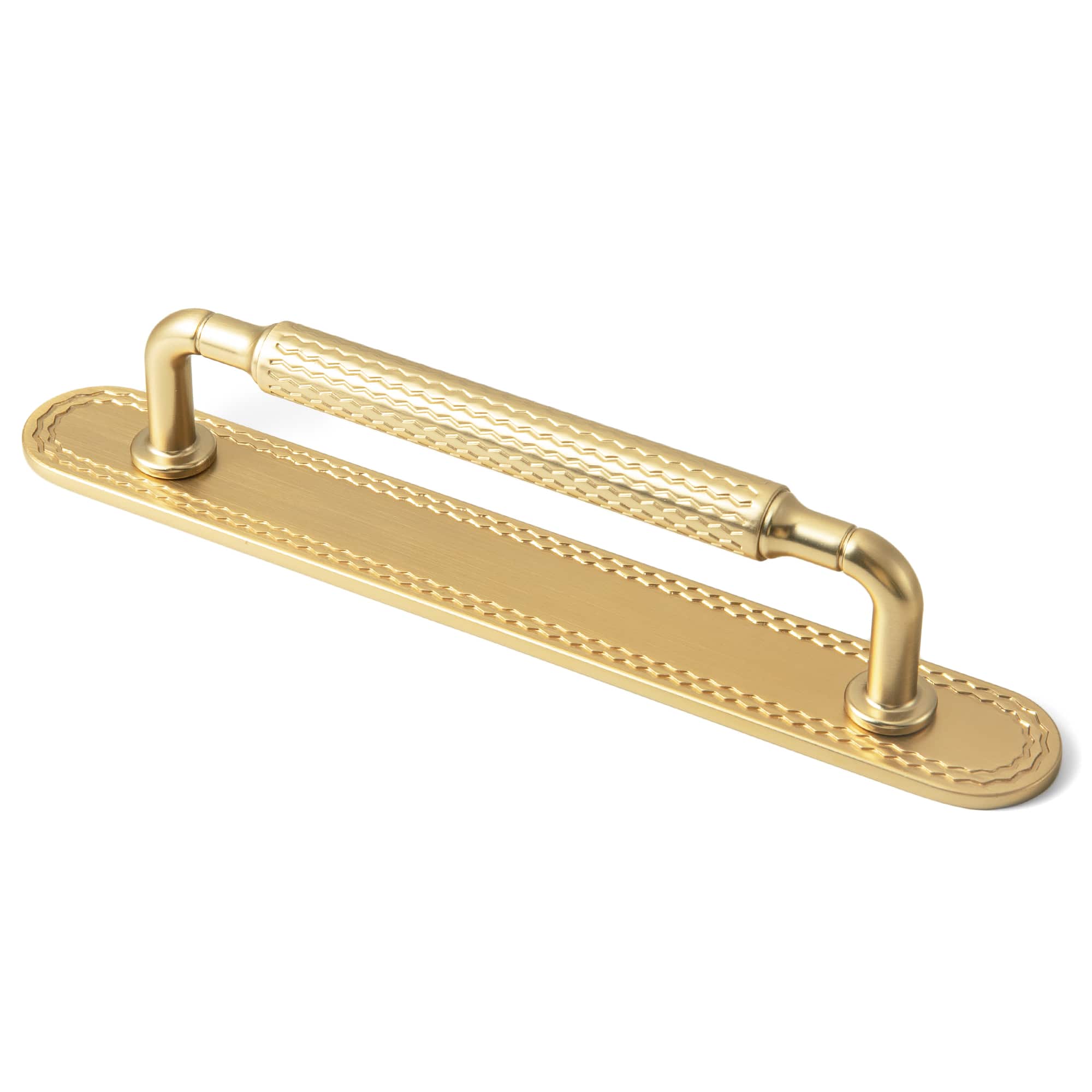 Goo-Ki Champagne Bronze / J / 5'' Hole Center 6 Pack Retro Wave Pattern Zinc Alloy Cabinet Handles with Mounting Back Plate Durable Drawer Pulls