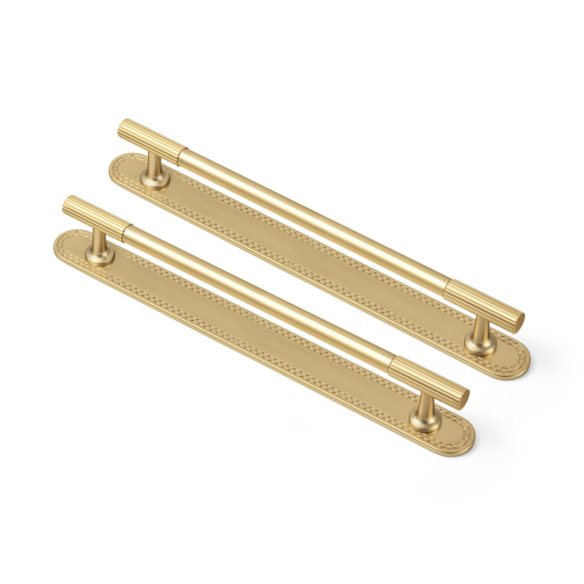 Goo-Ki Champagne Bronze / J / 7.6'' Hole Center 2 Pack Striped Cabinet Pull Retro Brass Cabinet Handles Knobs with Back Plate