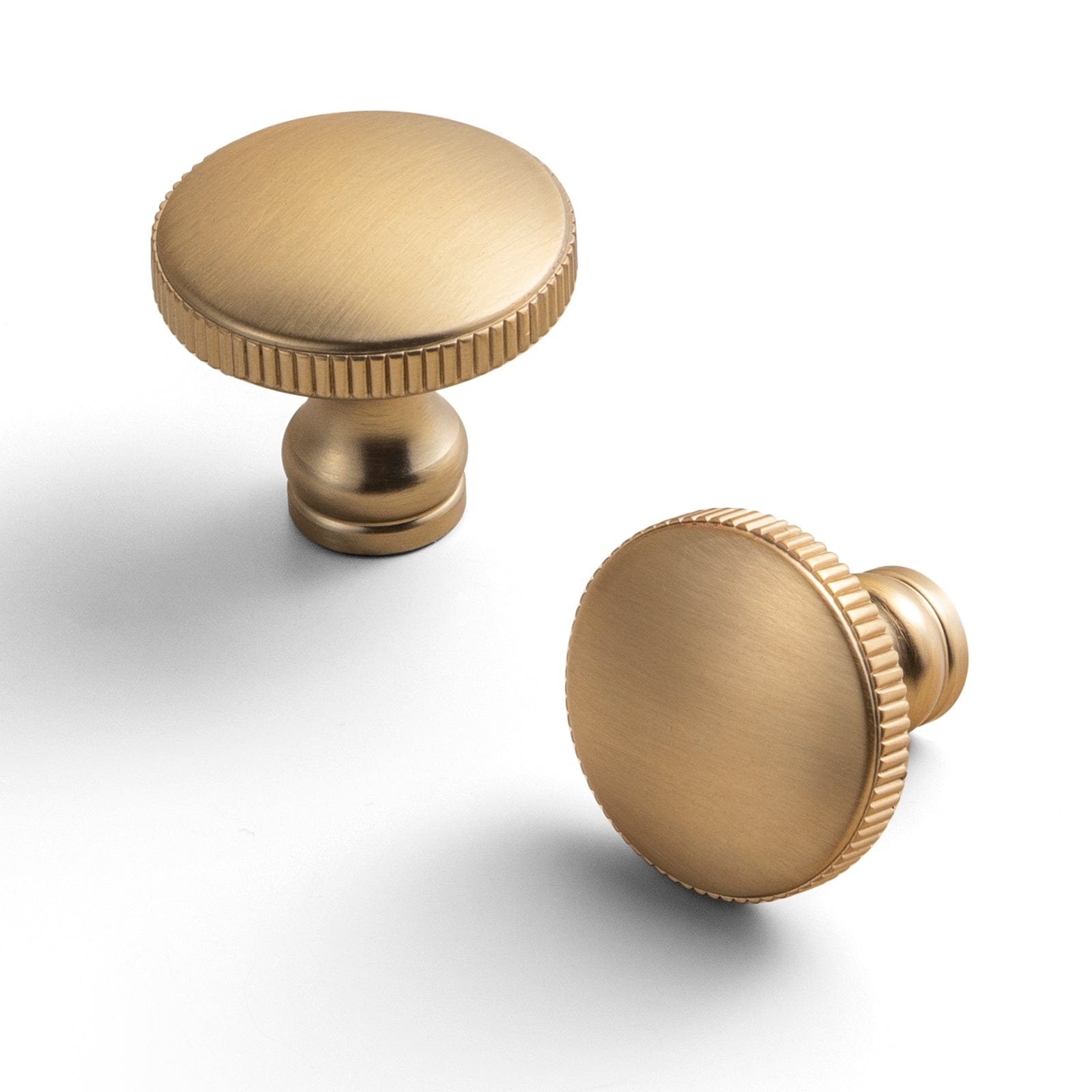 Goo-Ki Champagne Bronze / Knob / 6 Pack Decorative Ribbed Round Cabinet Knobs - Zinc Alloy Construction