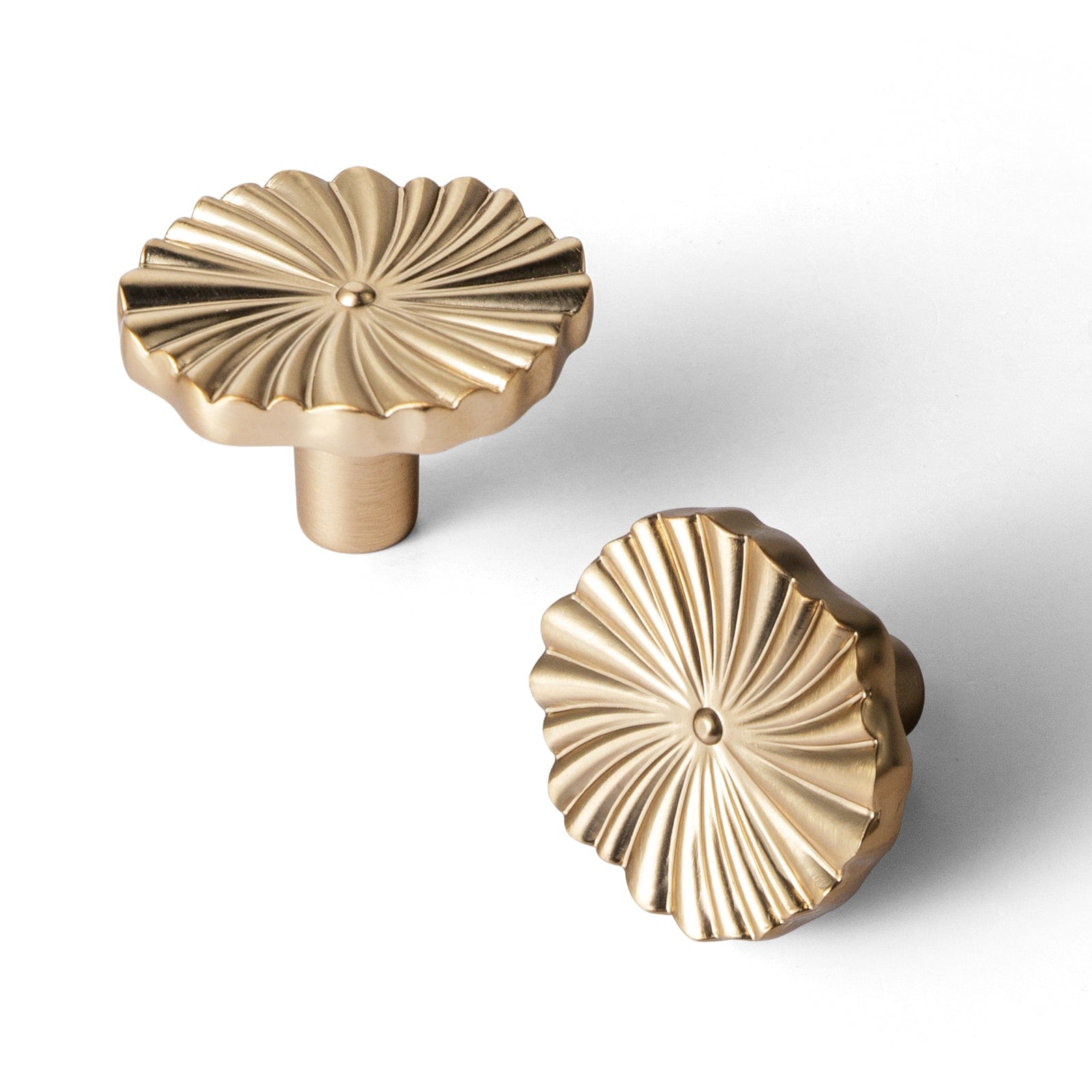 Goo-Ki Champagne Bronze / Knob / 6 Pack Sunburst Zinc Alloy Drawer Knobs with Flower Design Ornate Sun-Ray Design Cabinet Hardware