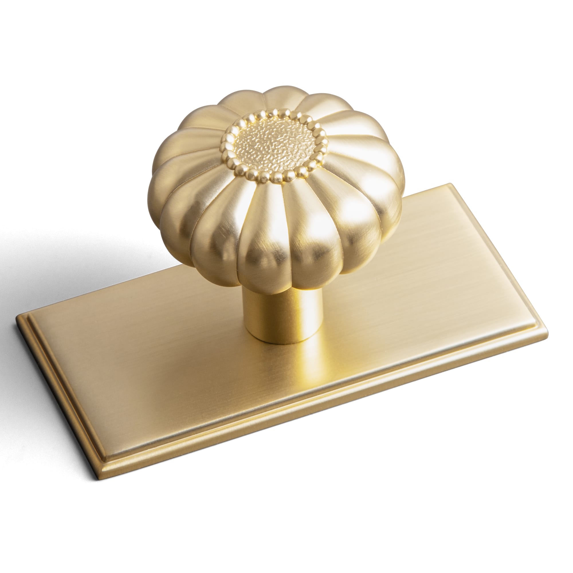 Goo-Ki Champagne Bronze / Knob Plus with Back Plate 10107L / 6 Pack Pumpkin Shape Vintage Cabinet Knobs 1.25 Inch Diameter Drawer Knobs