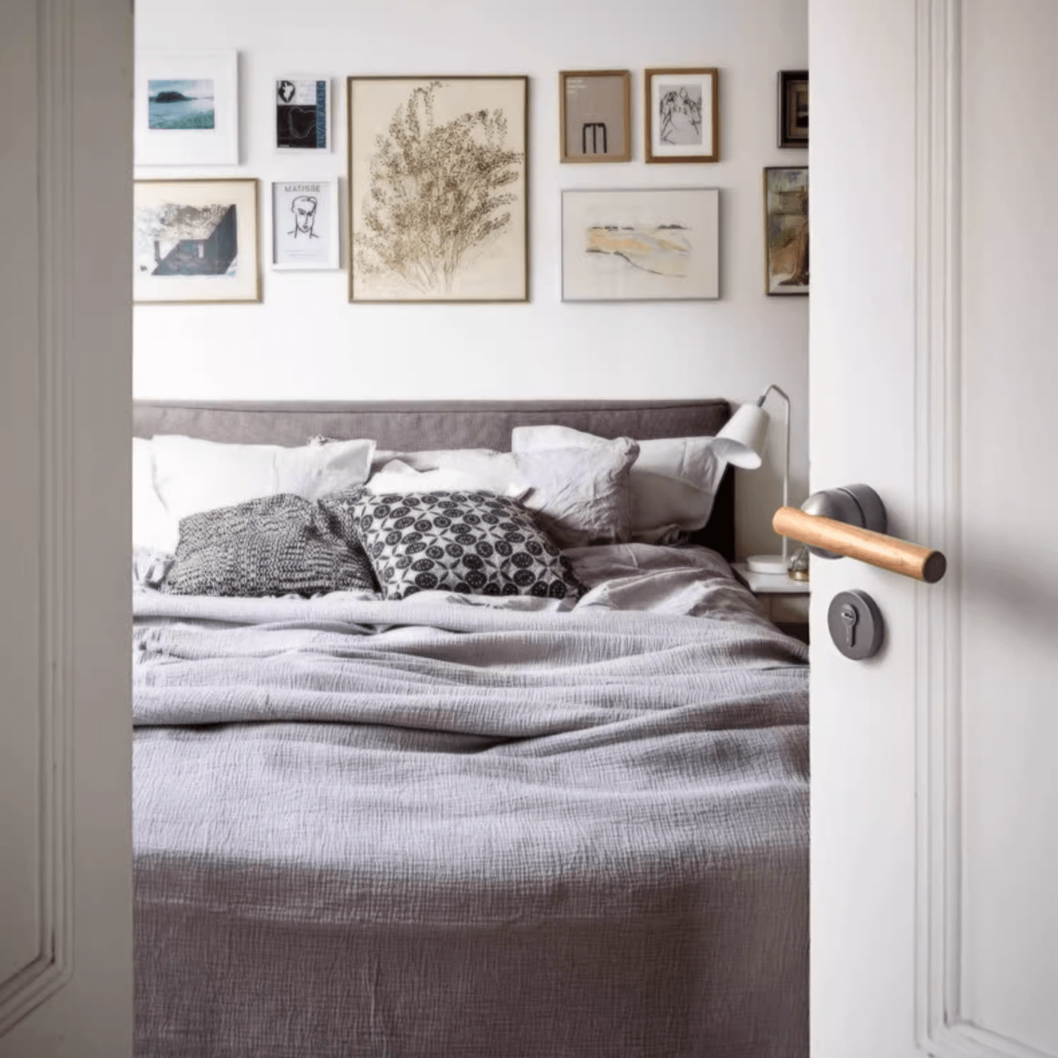 Goo-Ki Cherry Wood Door Lock Bedroom Interior Door Handle Anti-theft Home Security Door Lock