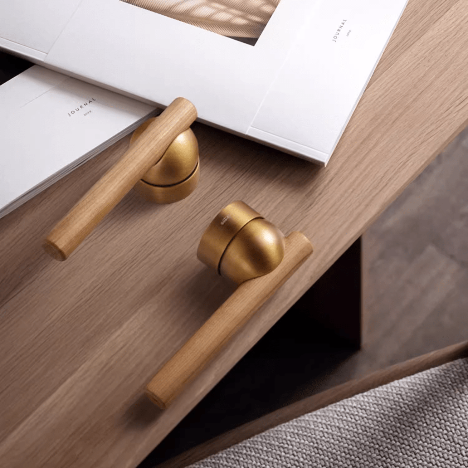 Goo-Ki Cherry Wood Door Lock Bedroom Interior Door Handle Anti-theft Home Security Door Lock