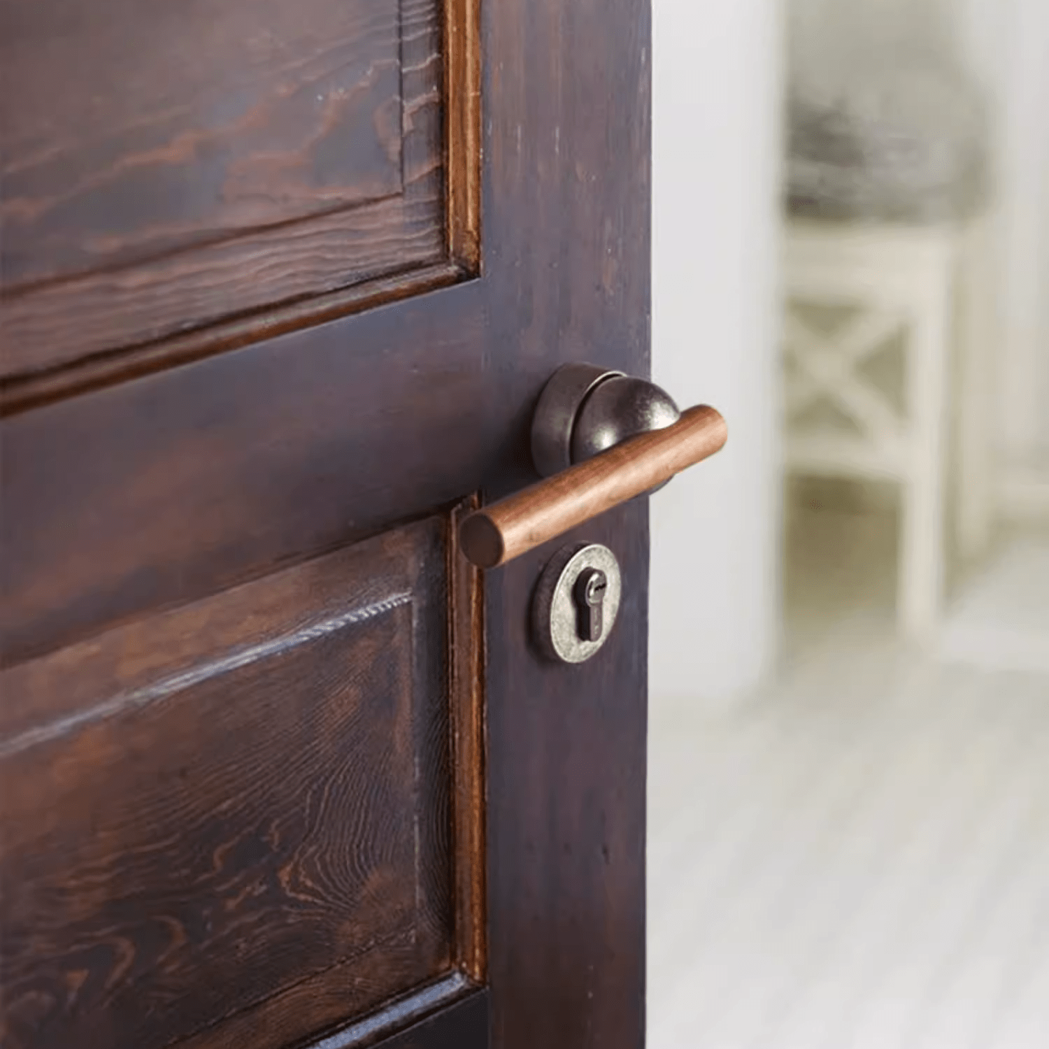 Goo-Ki Cherry Wood Door Lock Bedroom Interior Door Handle Anti-theft Home Security Door Lock