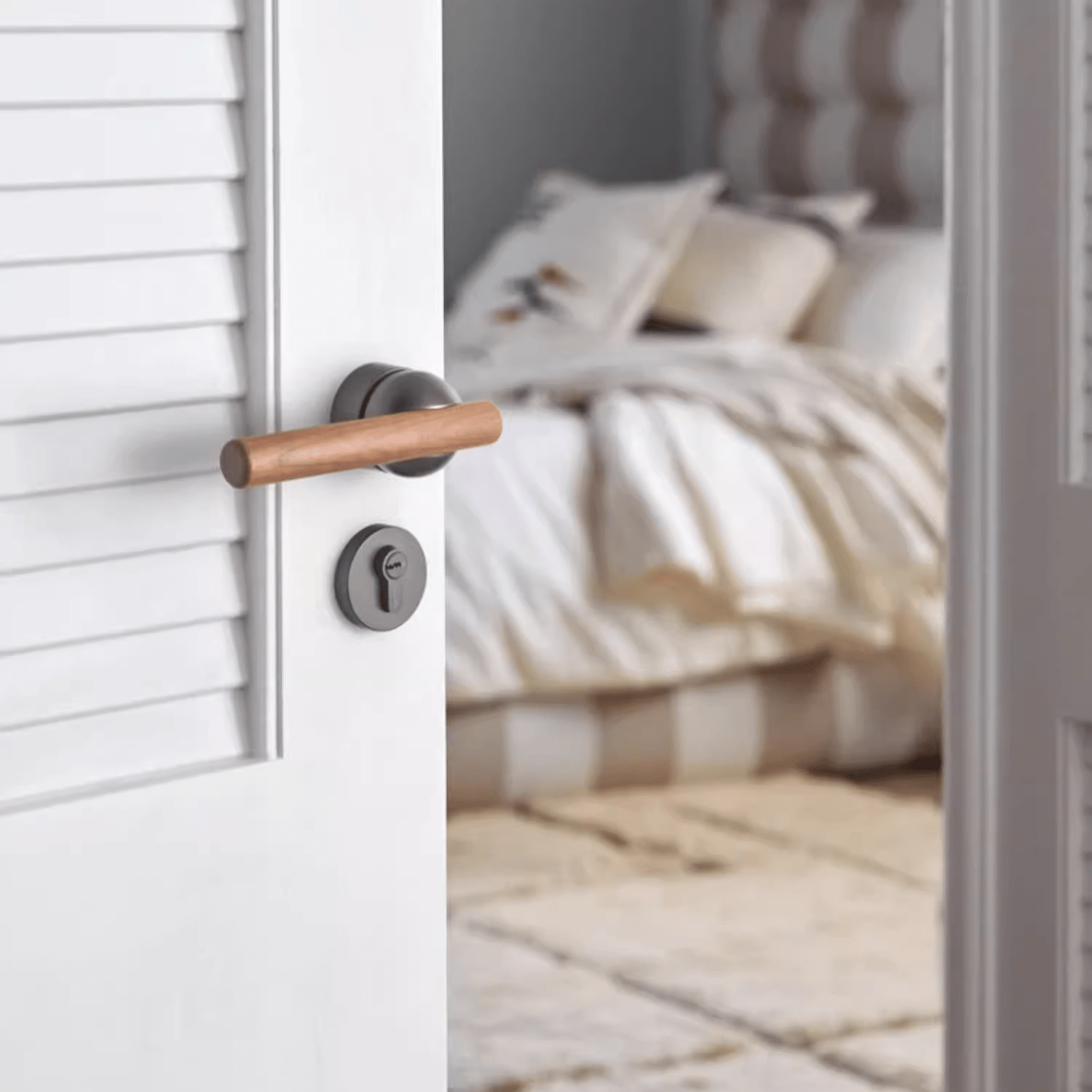 Goo-Ki Cherry Wood Door Lock Bedroom Interior Door Handle Anti-theft Home Security Door Lock