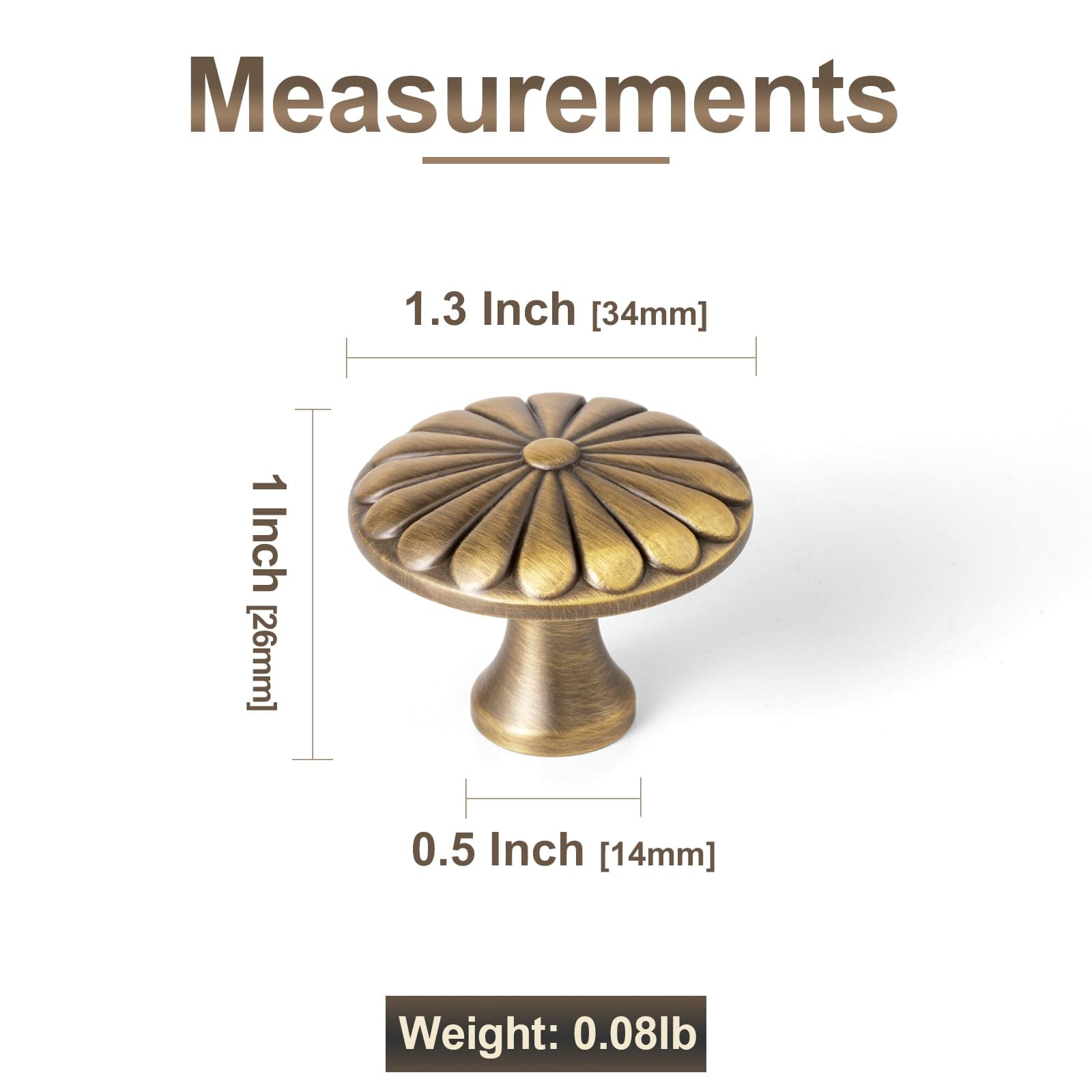 Goo-Ki Chrysanthemum Pattern Embossed Cabinet Knobs Distressed Zinc Alloy Furniture Hardware