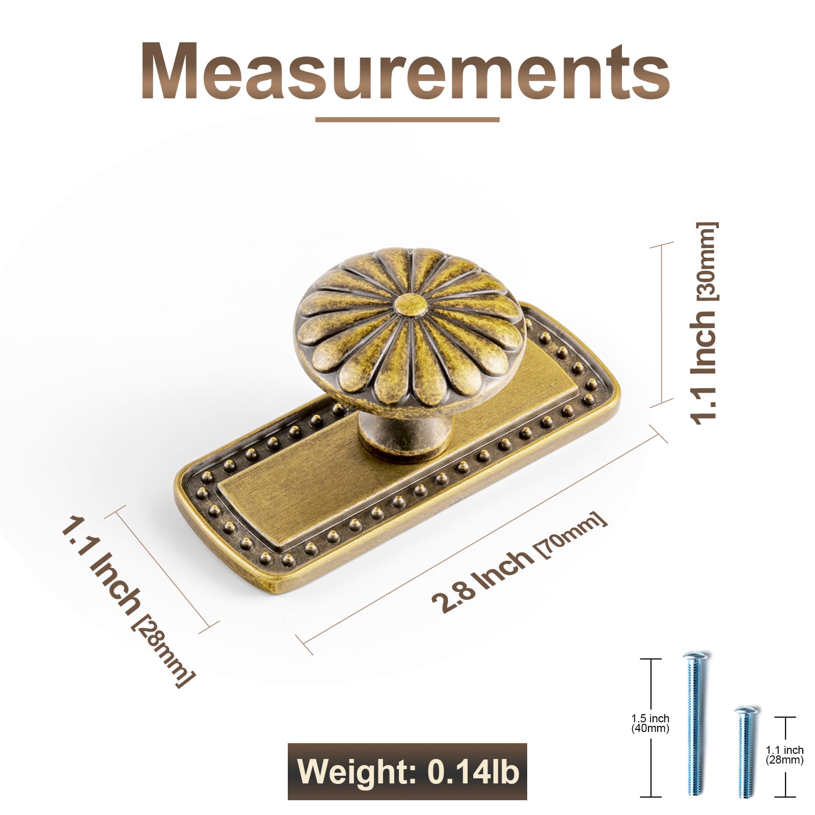 Goo-Ki Chrysanthemum Pattern Embossed Cabinet Knobs Distressed Zinc Alloy Furniture Hardware