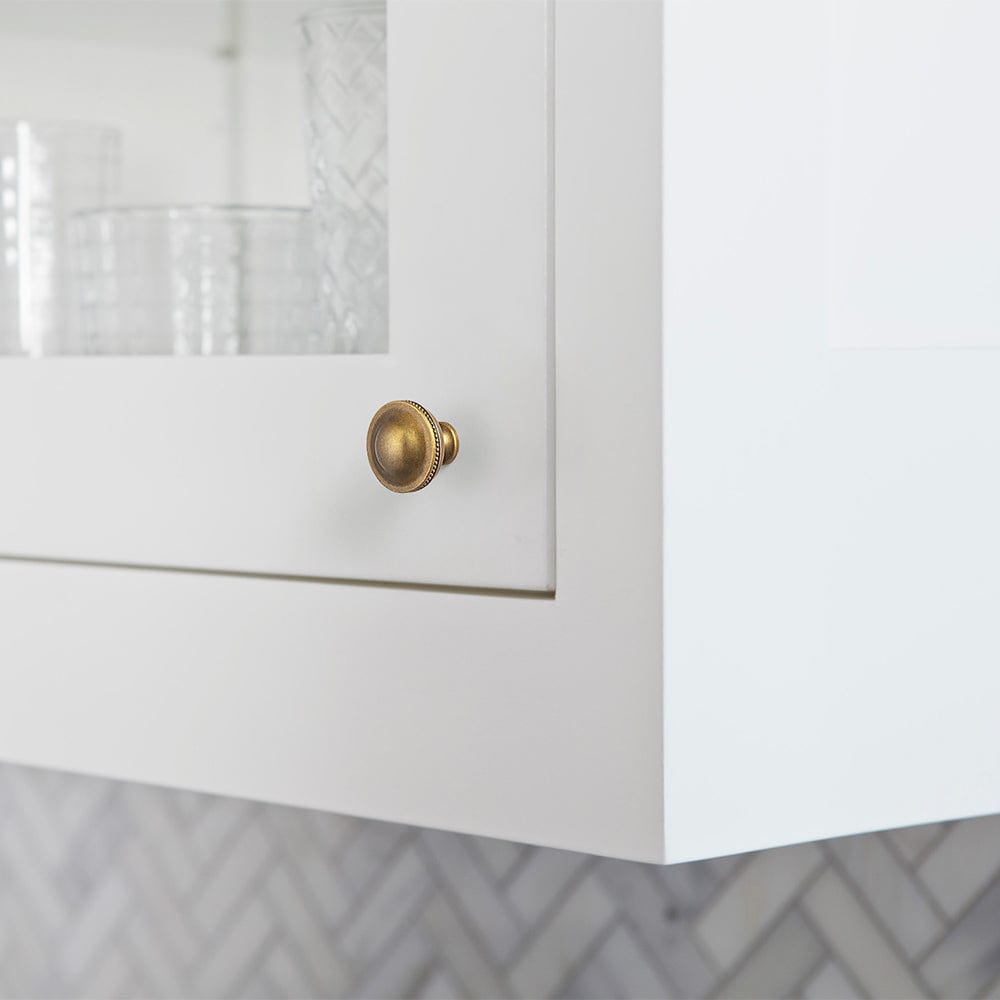 Goo-Ki Classic Antique Brass Cabinet Knobs with Beaded Edge Elegant Dome Drawer Knobs