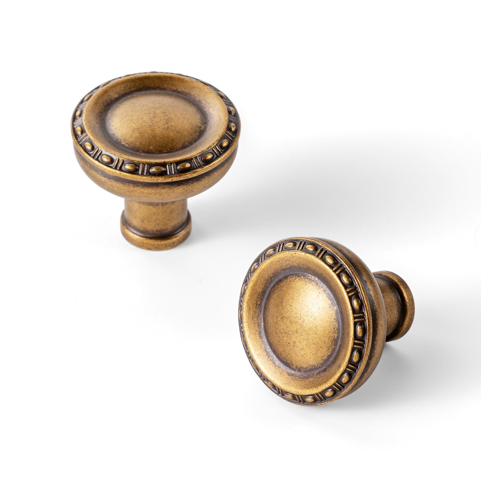 Goo-Ki 6 Pack Antique Brass Classic Round Cabinet Knobs Elegant Decorative Drawer Knobs with Ornate Edging