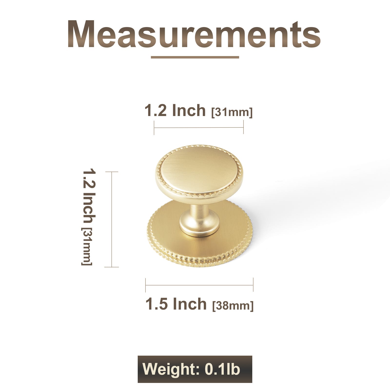 Goo-Ki Classic Round Design Cabinet Knobs with Toothed Rim for Kitchen Drawers