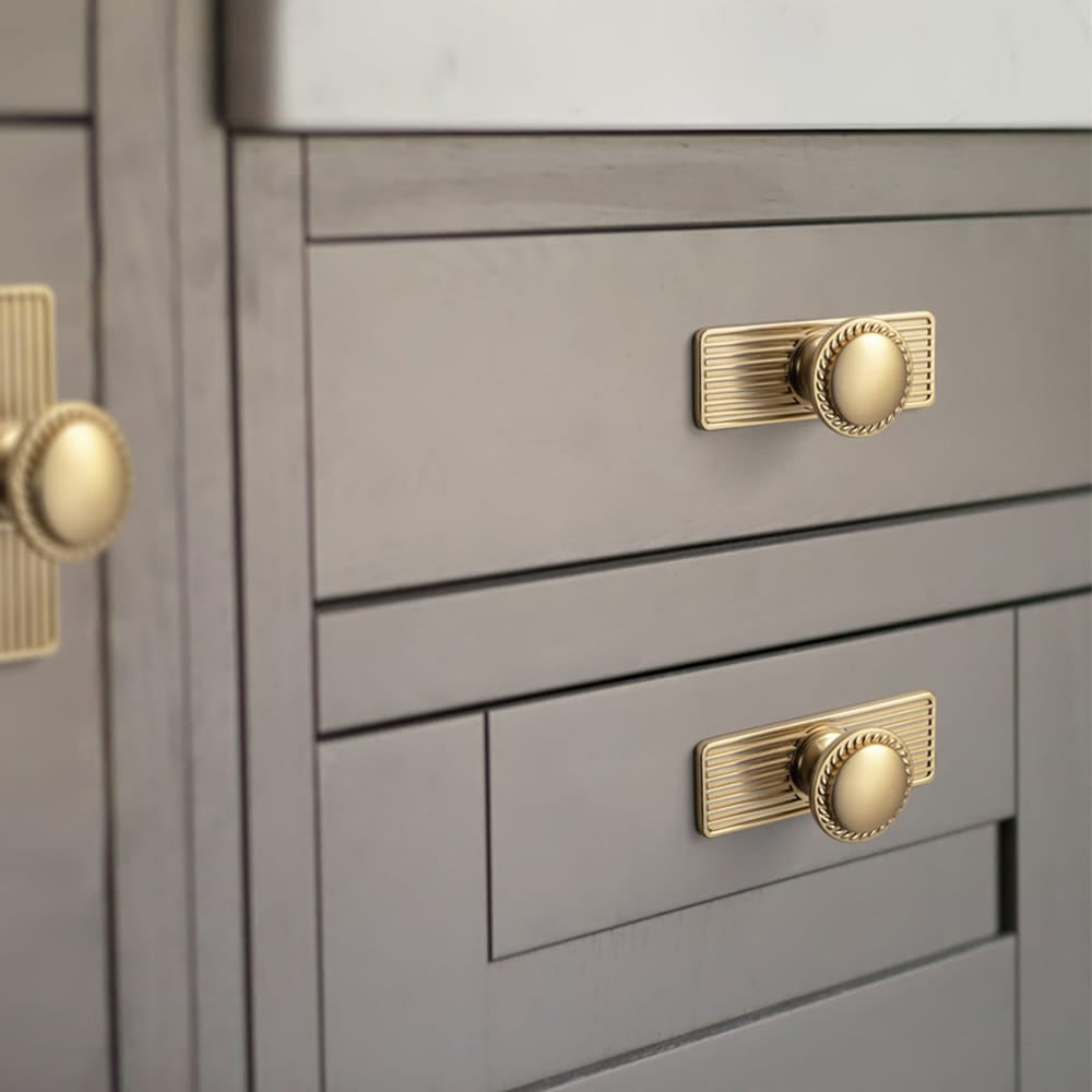Goo-Ki Classic Round Design Cabinet Knobs with Wheatear Border for Kitchen Drawers