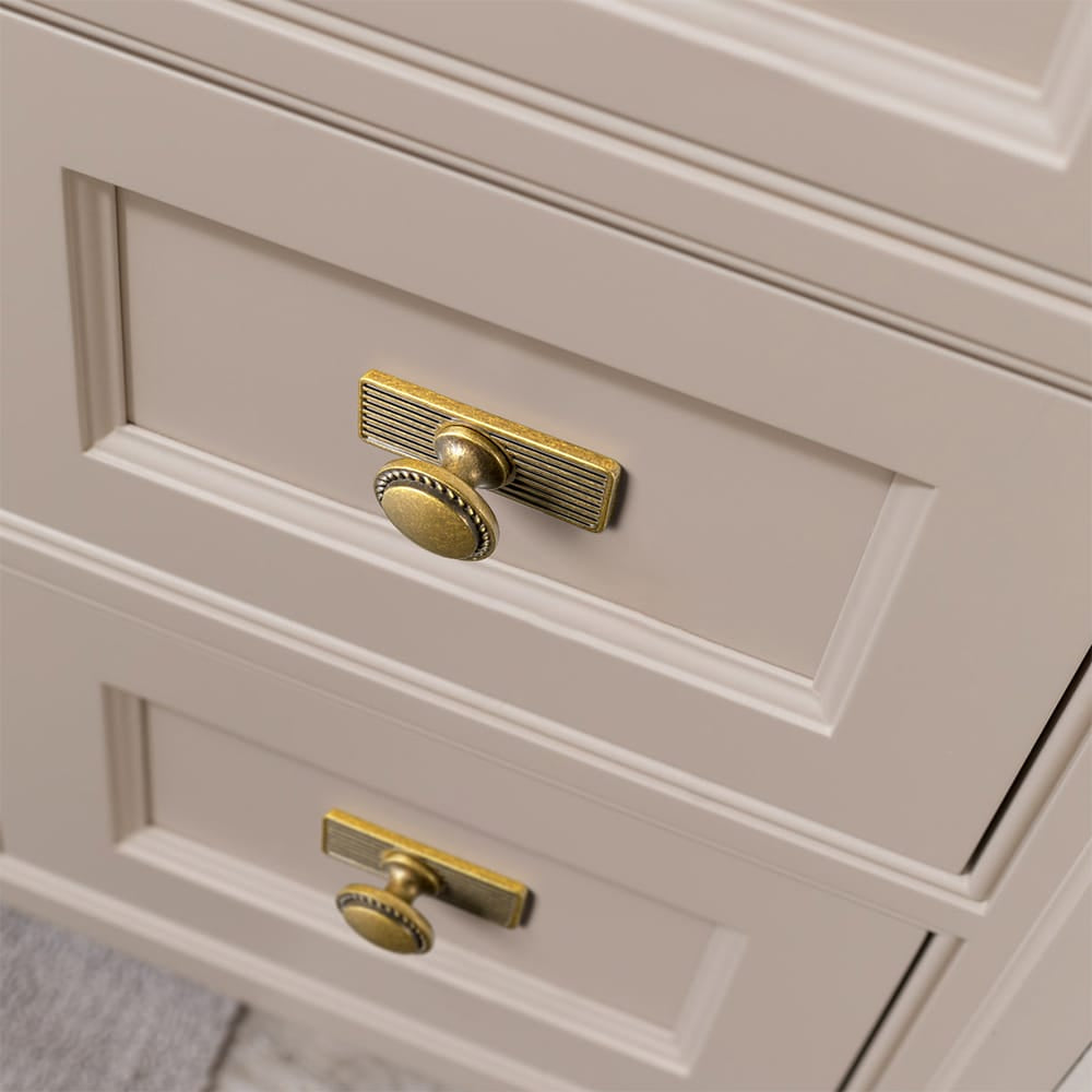 Goo-Ki Classic Round Design Cabinet Knobs with Wheatear Border for Kitchen Drawers