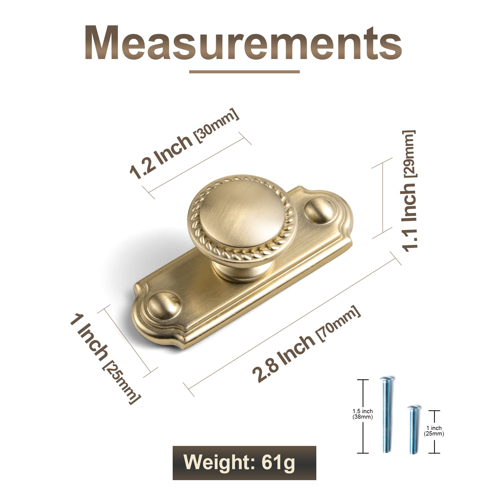 Goo-Ki Classic Round Design Cabinet Knobs with Wheatear Border for Kitchen Drawers
