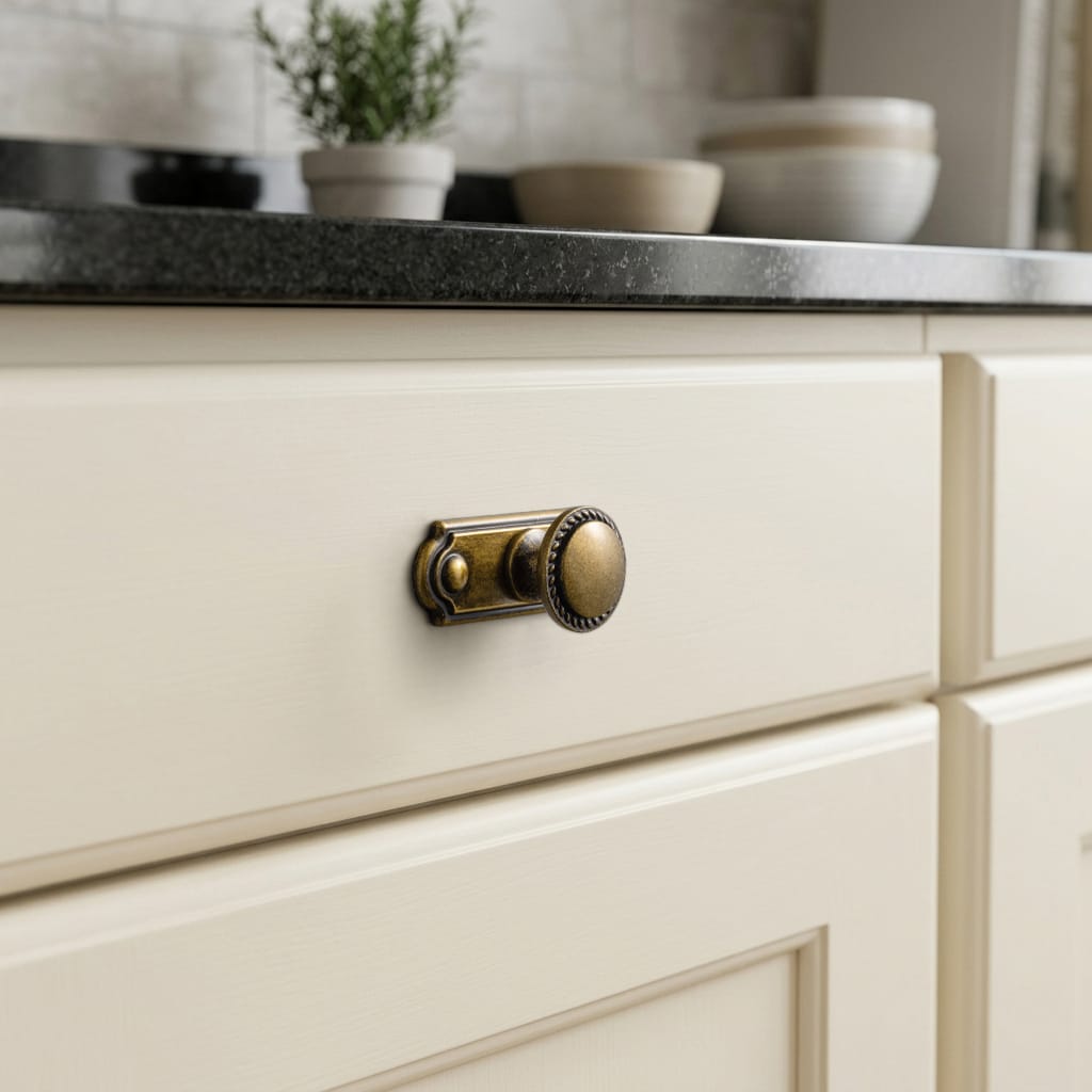 Goo-Ki Classic Round Design Cabinet Knobs with Wheatear Border for Kitchen Drawers
