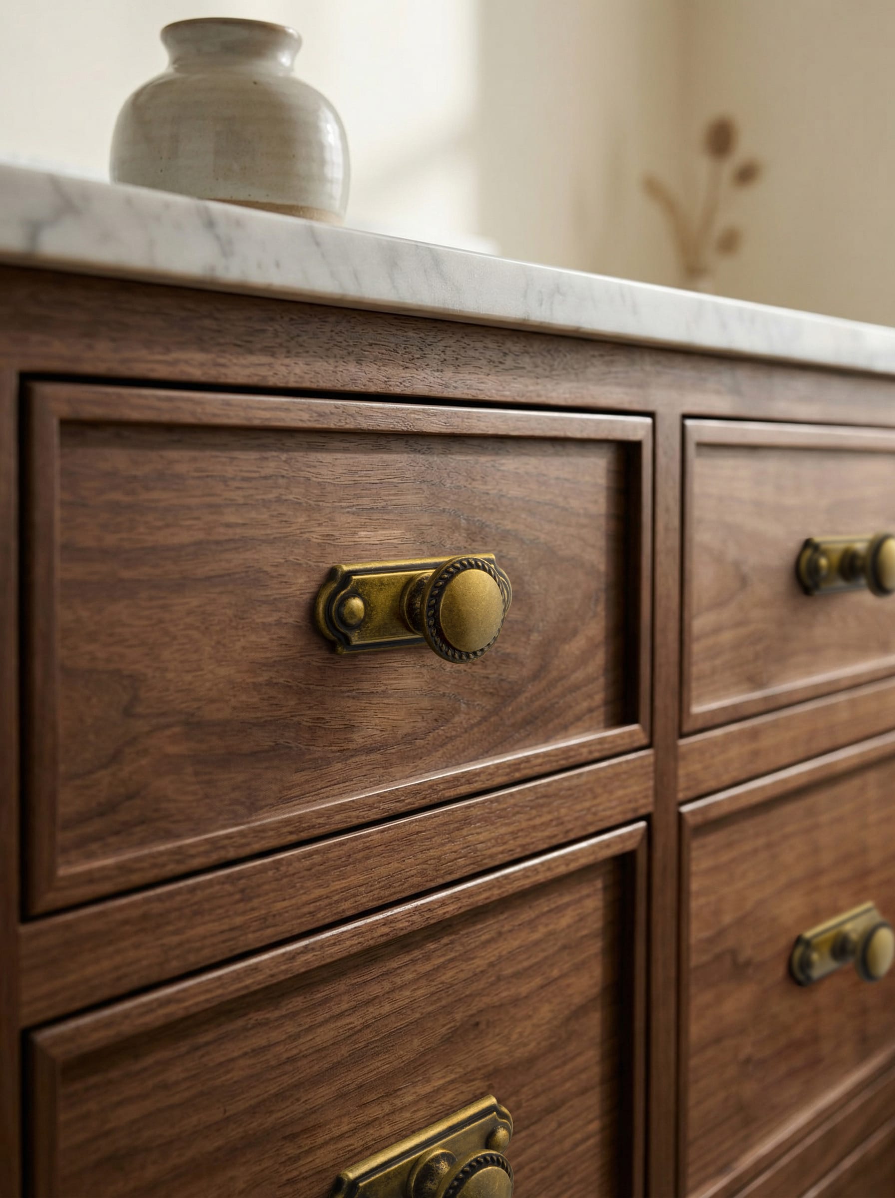 Goo-Ki Classic Round Design Cabinet Knobs with Wheatear Border for Kitchen Drawers