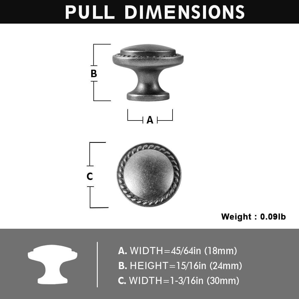 Goo-Ki Classic Round Design Cabinet Knobs with Wheatear Border for Kitchen Drawers