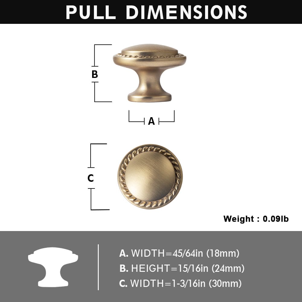 Goo-Ki Classic Round Design Cabinet Knobs with Wheatear Border for Kitchen Drawers