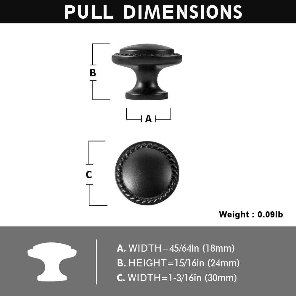 Goo-Ki Classic Round Design Cabinet Knobs with Wheatear Border for Kitchen Drawers